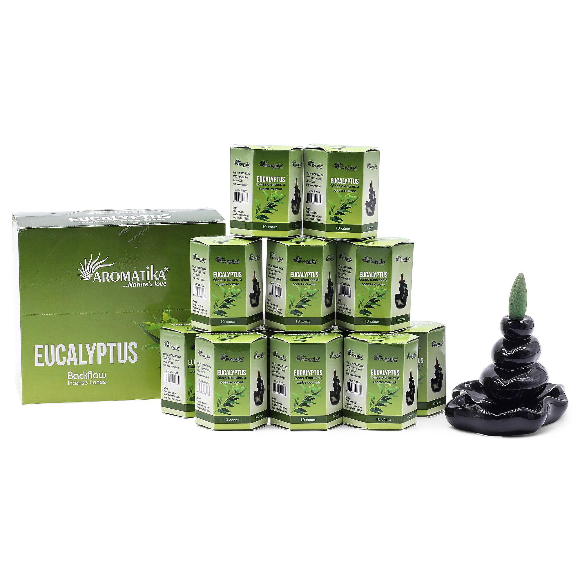 Pack of 10 Masala Backflow Incense - Eucalyptus