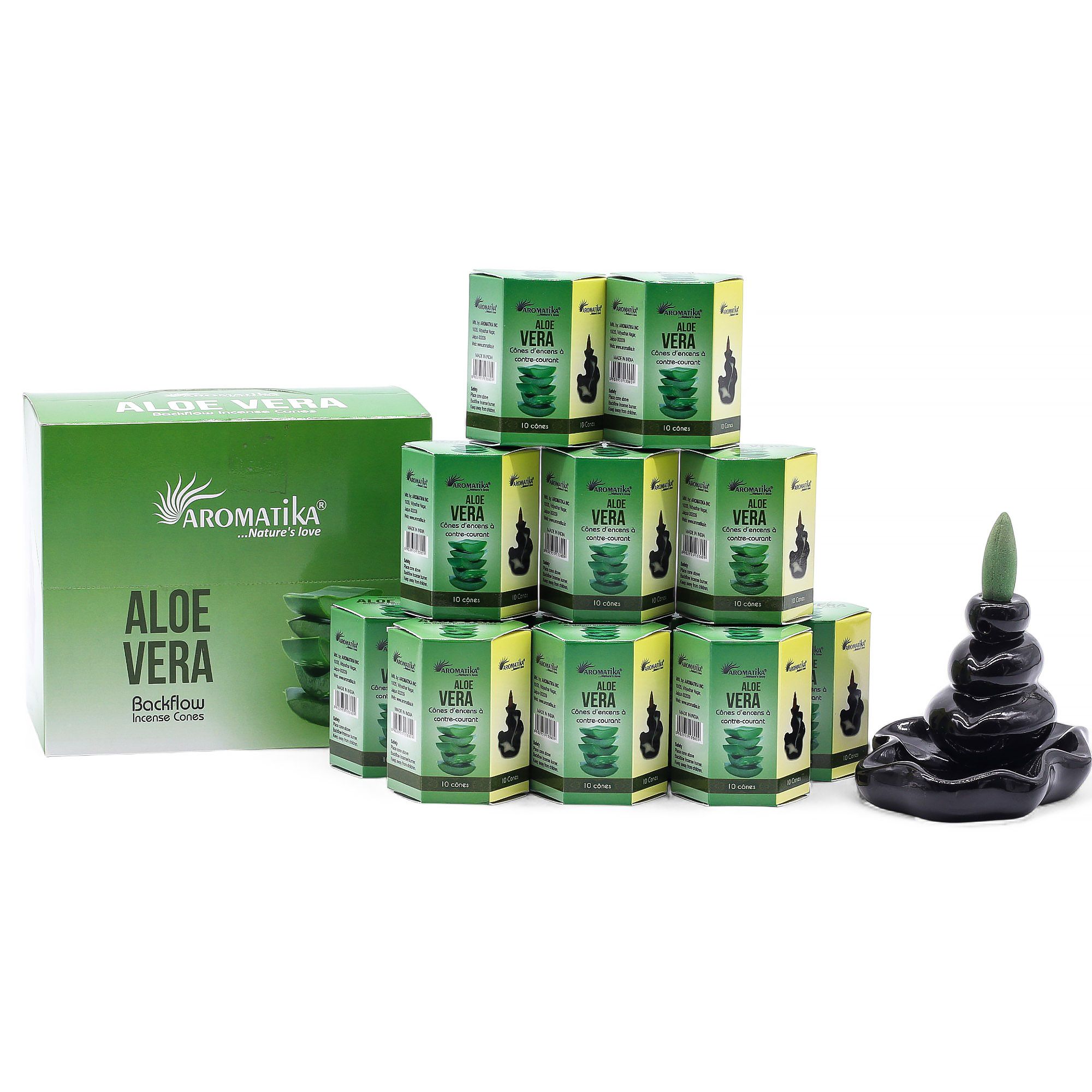 Pack of 10 Masala Backflow Incense - Aloe Vera