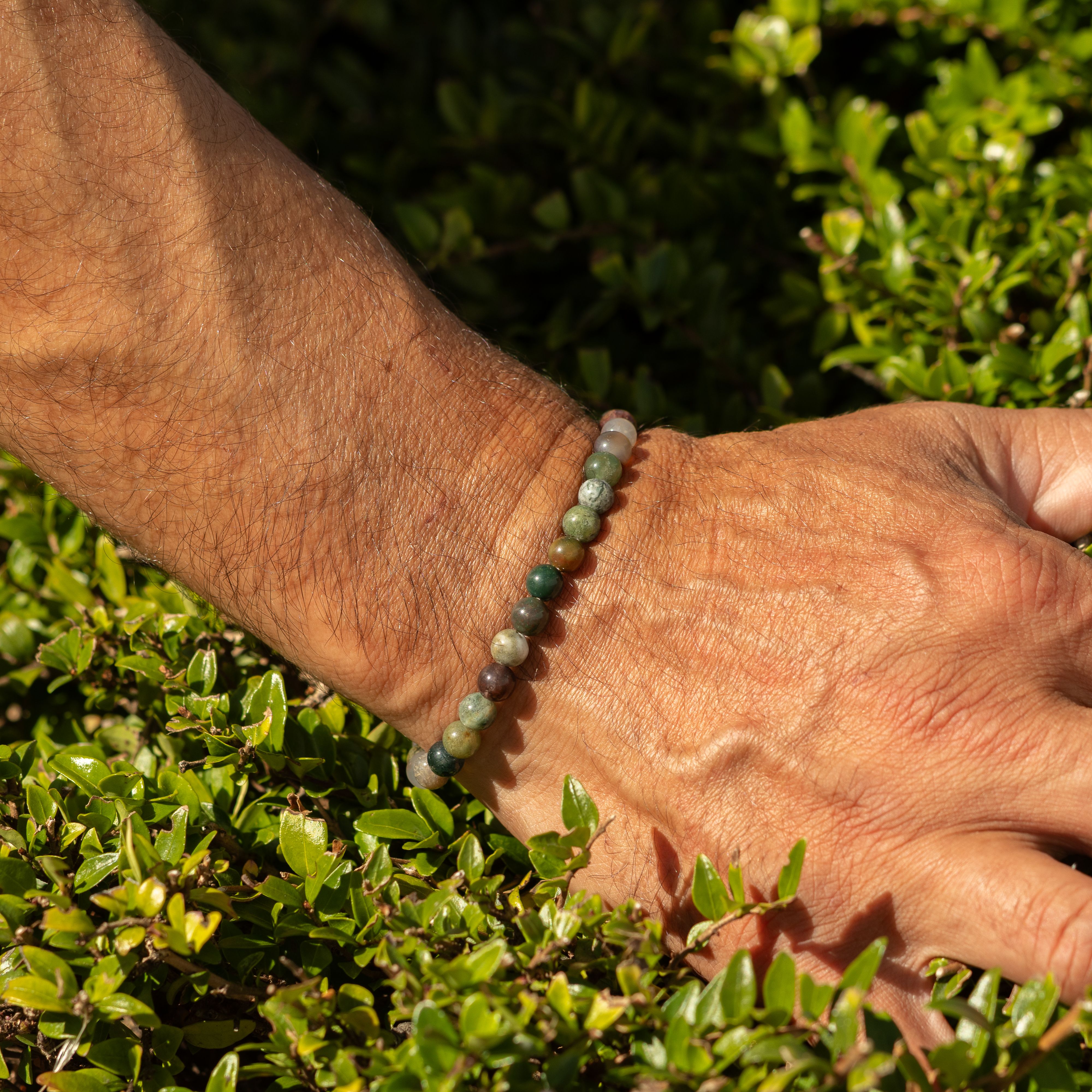 Petite Power Bracelet (17cmx6mm) - Moss Agate