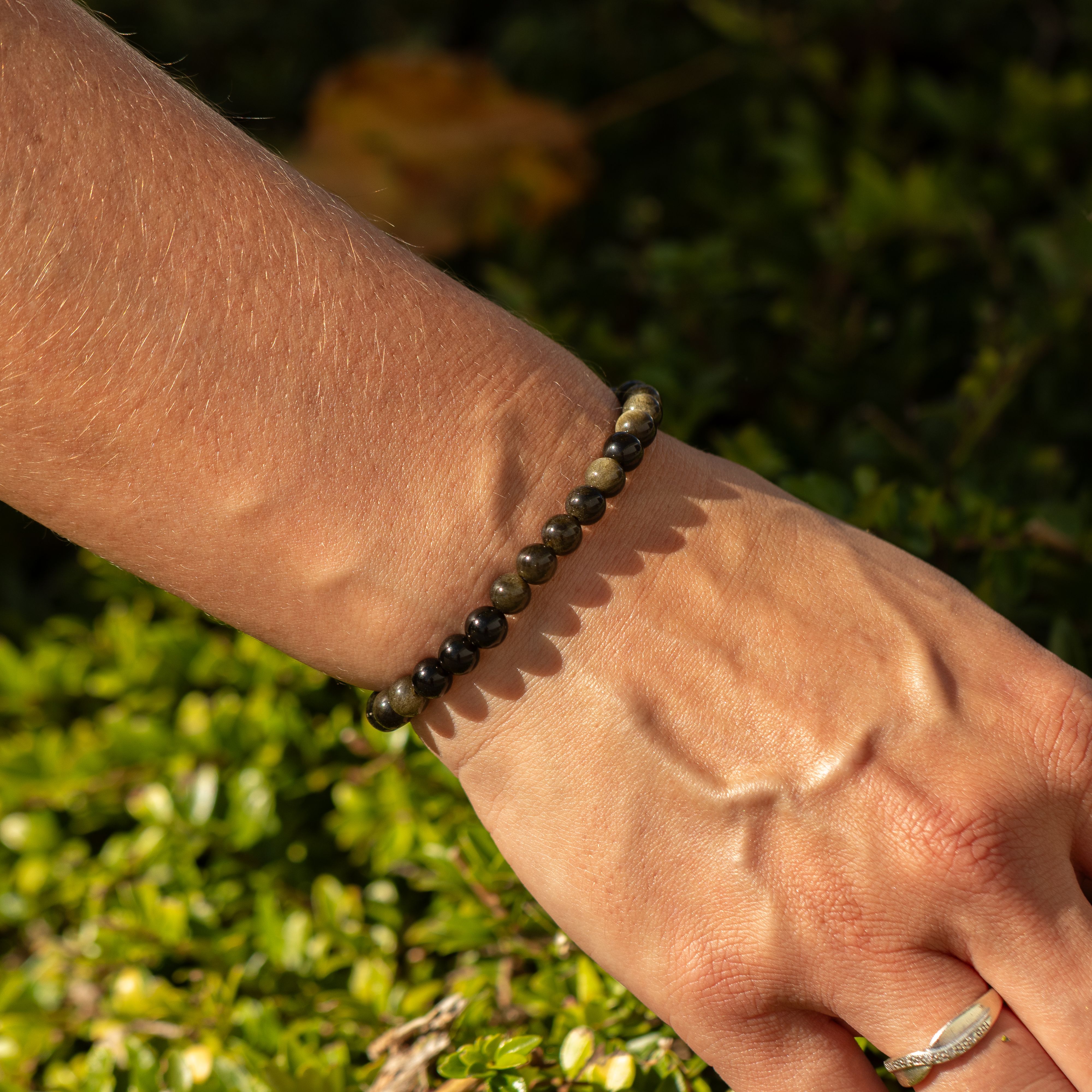 Petite Power Bracelet (17cmx6mm) - Gold Obsidian