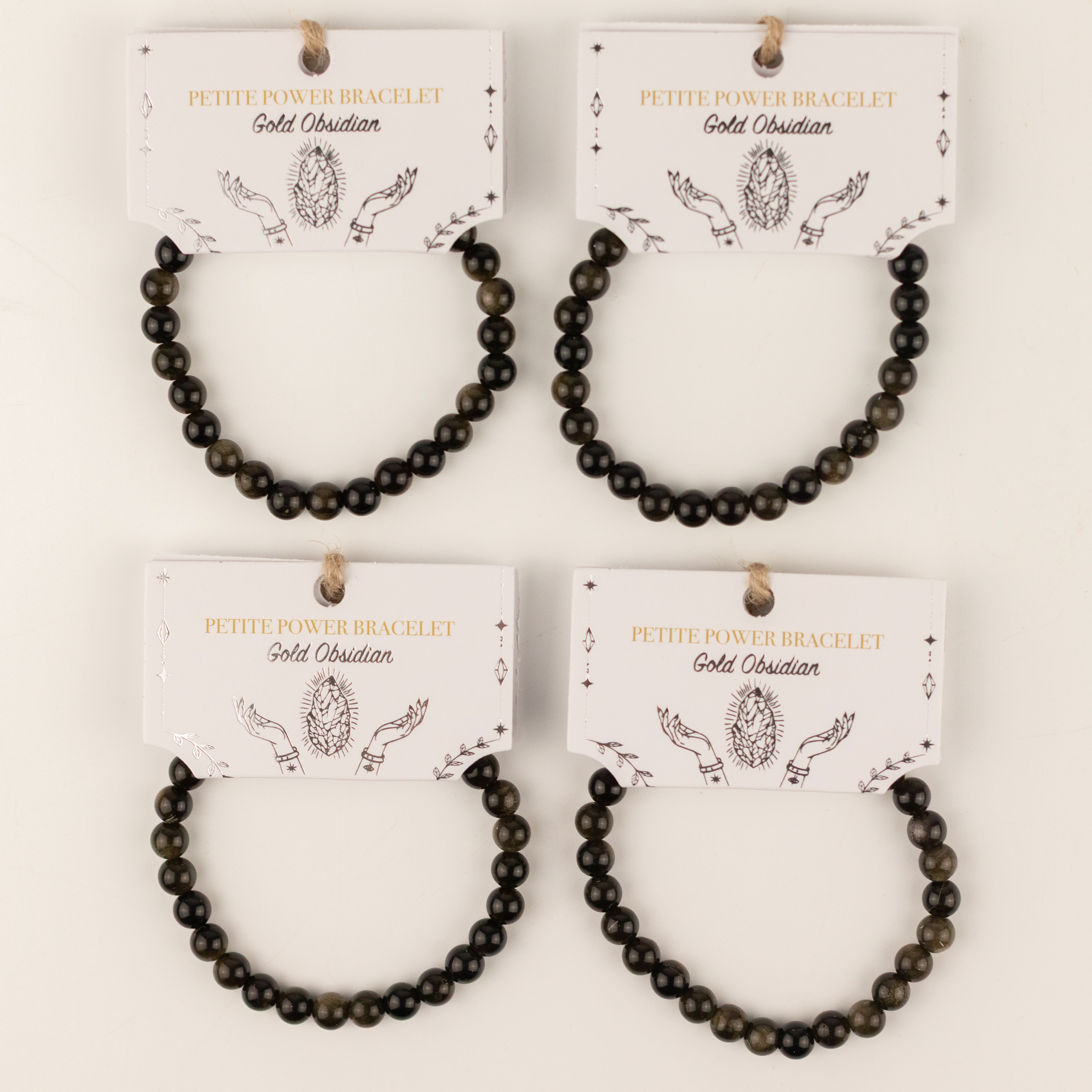 Petite Power Bracelet (17cmx6mm) - Gold Obsidian