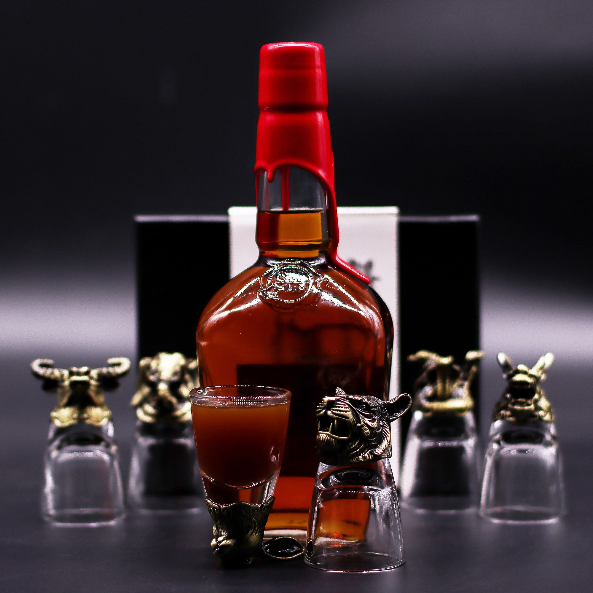 Gift Set of 6 Shot Glasses (50ml) - Mystical Creatures - Antique Bronze