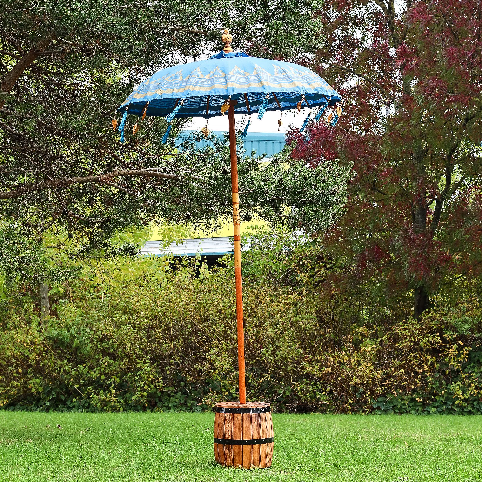 Bali Patio Parasol - Cotton - Turquoise Decor - 1.5m
