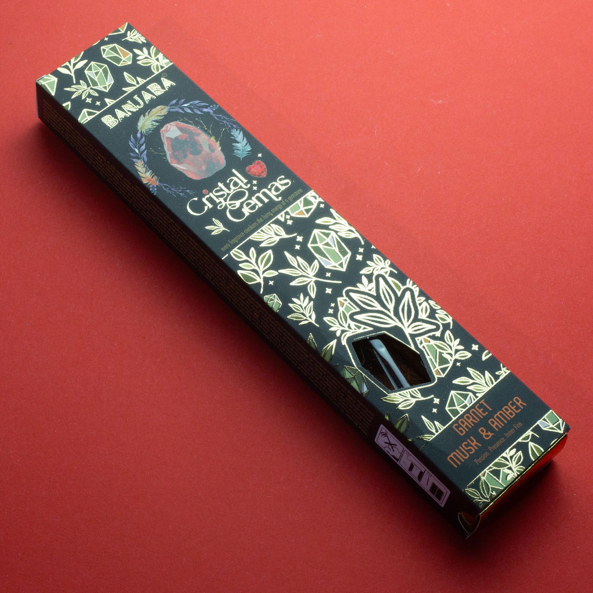 Banjara Cristal Gemas Incense Sticks - Garnet Musk & Amber