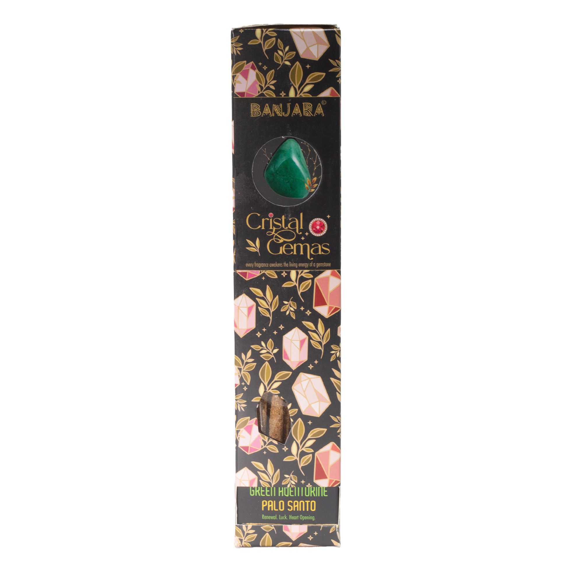 Banjara Cristal Gemas Incense Sticks - Green Aventurine Palo Santo