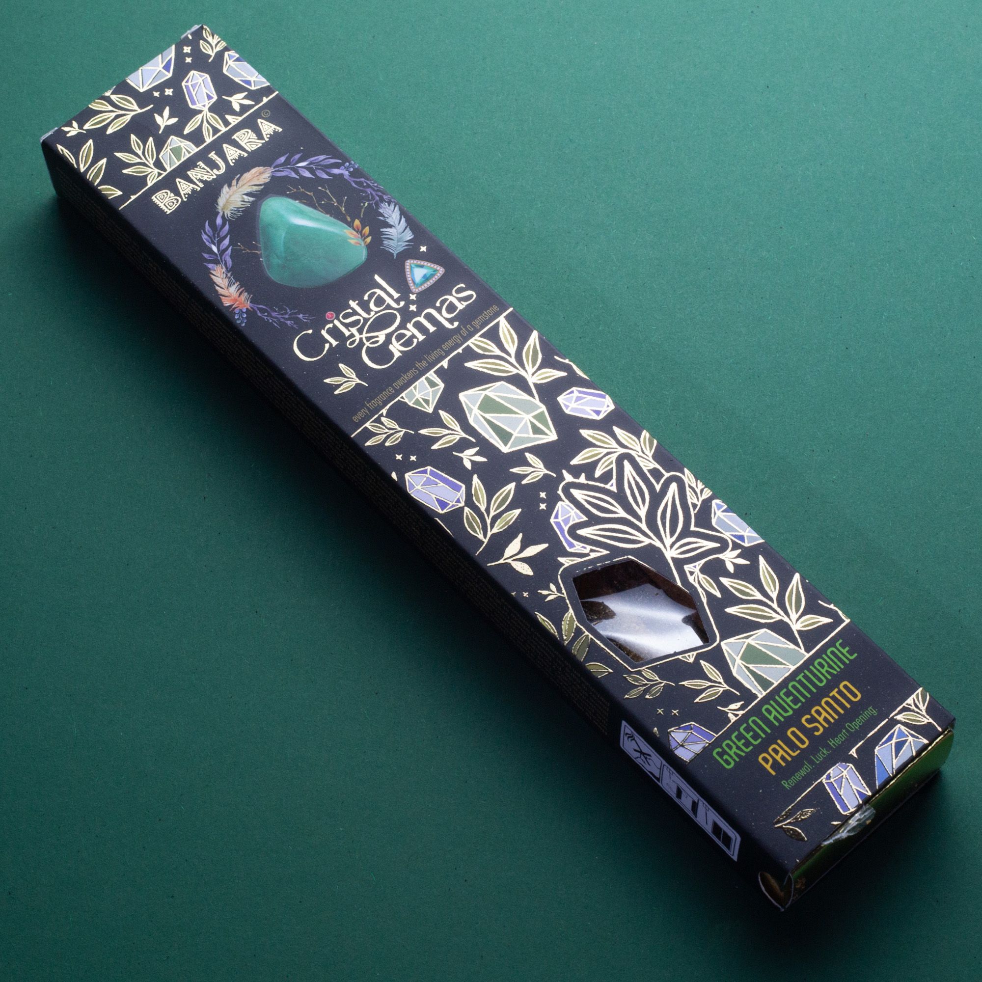 Banjara Cristal Gemas Incense Sticks - Green Aventurine Palo Santo