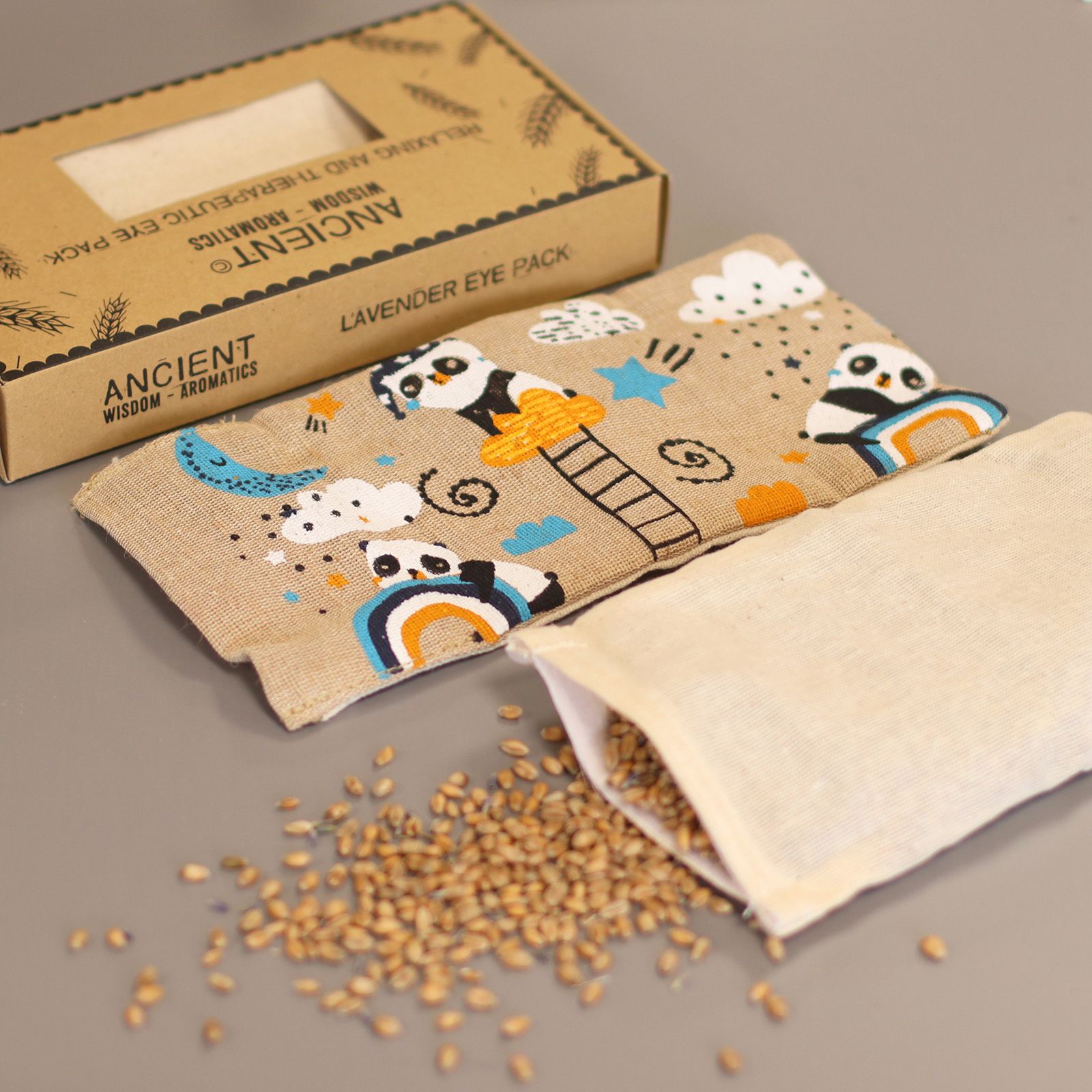 Lavender Natural Cotton and Juco Eye Pillow in Gift Box - Sleepy Panda