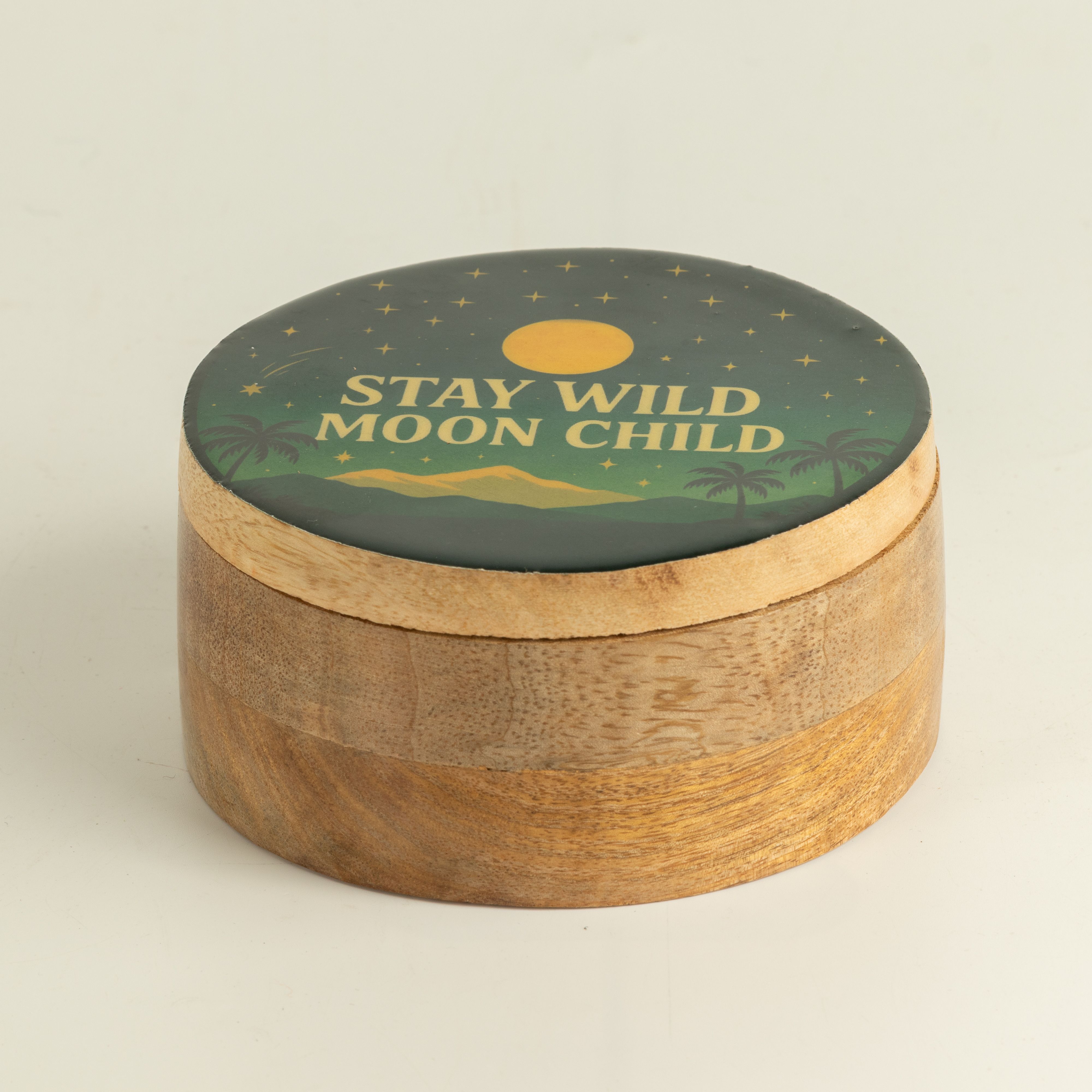 Round Enamelled Box  - Stay Wild Moon Child