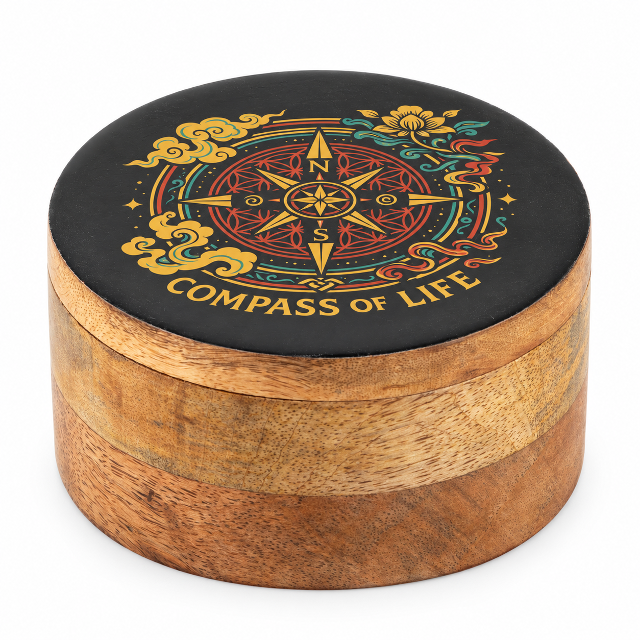 Round Enamelled Box  - Compass of Life