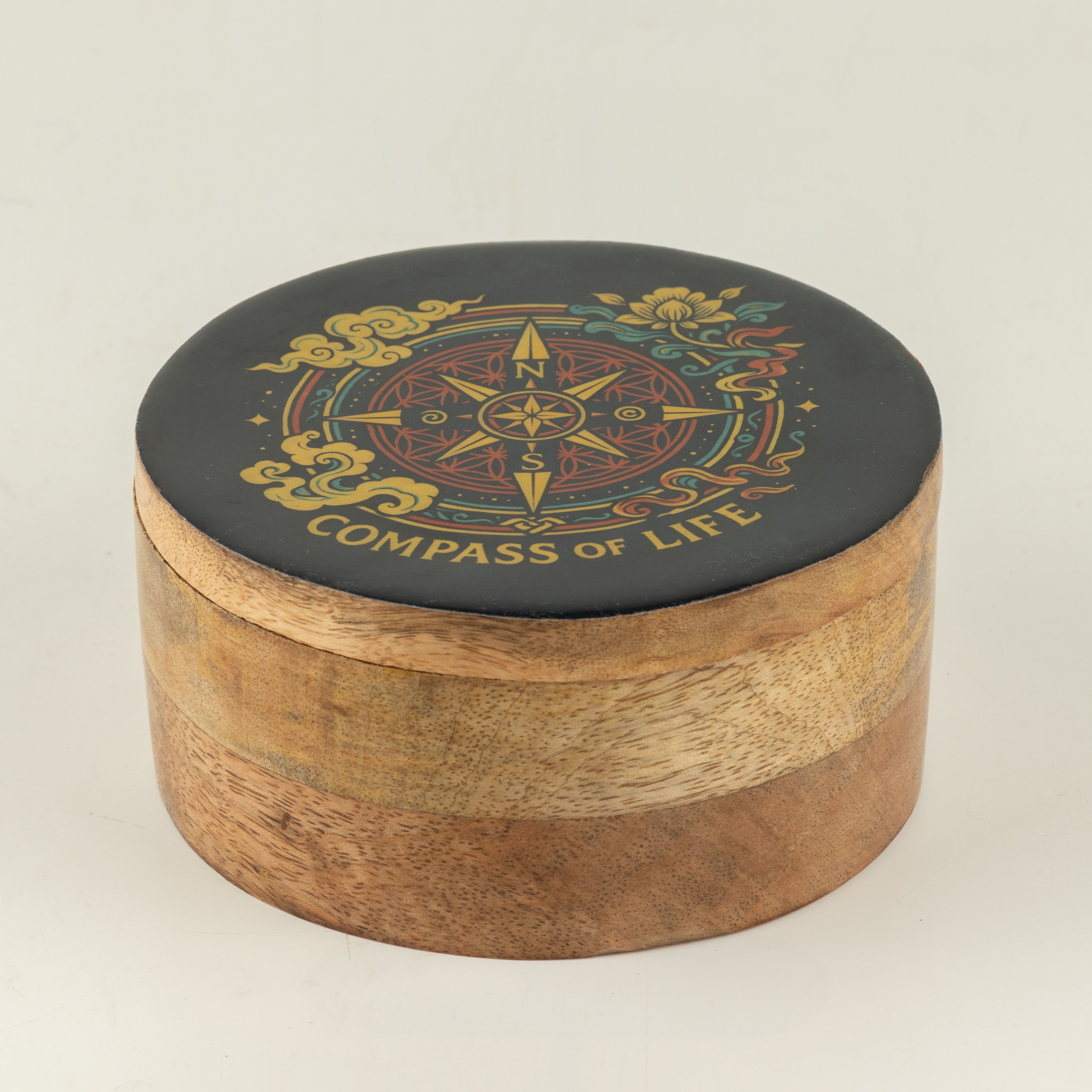 Round Enamelled Box  - Compass of Life