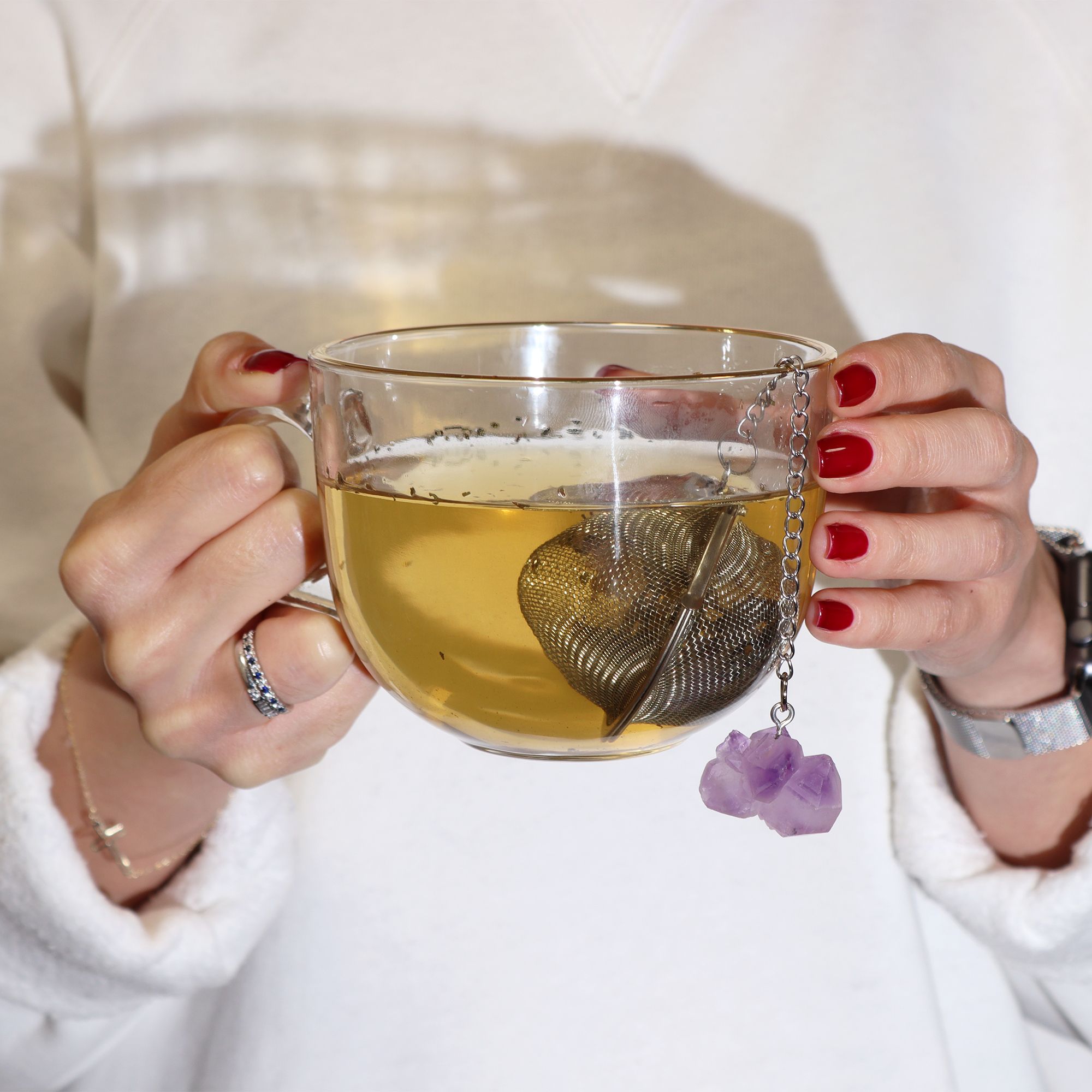 Raw Crystal Gemstone Tea Strainer - Carnelian
