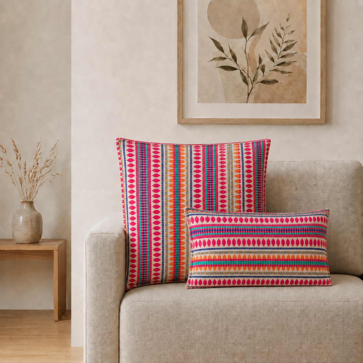 Classic Cushion Cover - Neon Stripes - 60x60cm - Jumbo Style