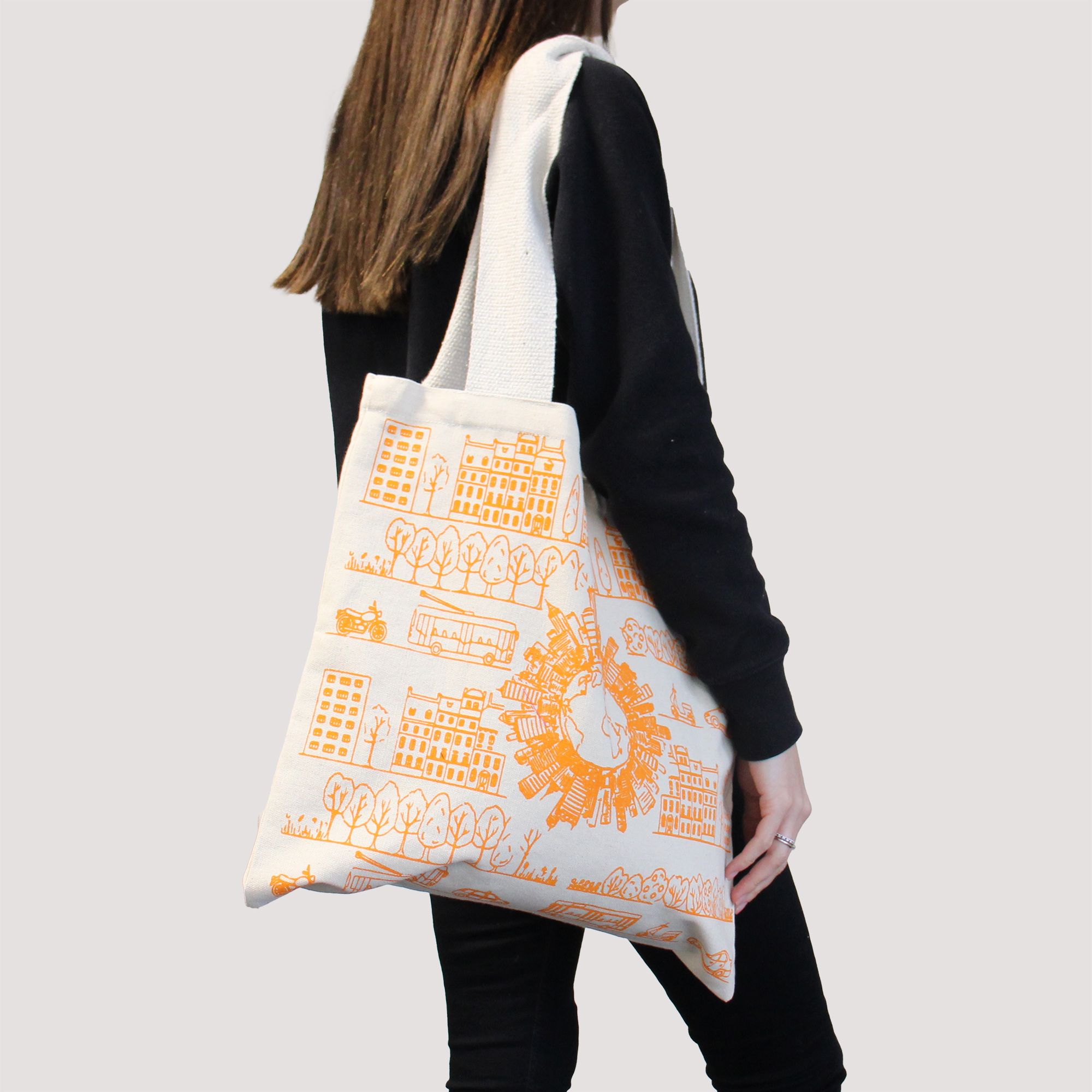 Big Cotton Shopping Bag - 38x42cm - Forest Life - 10oz