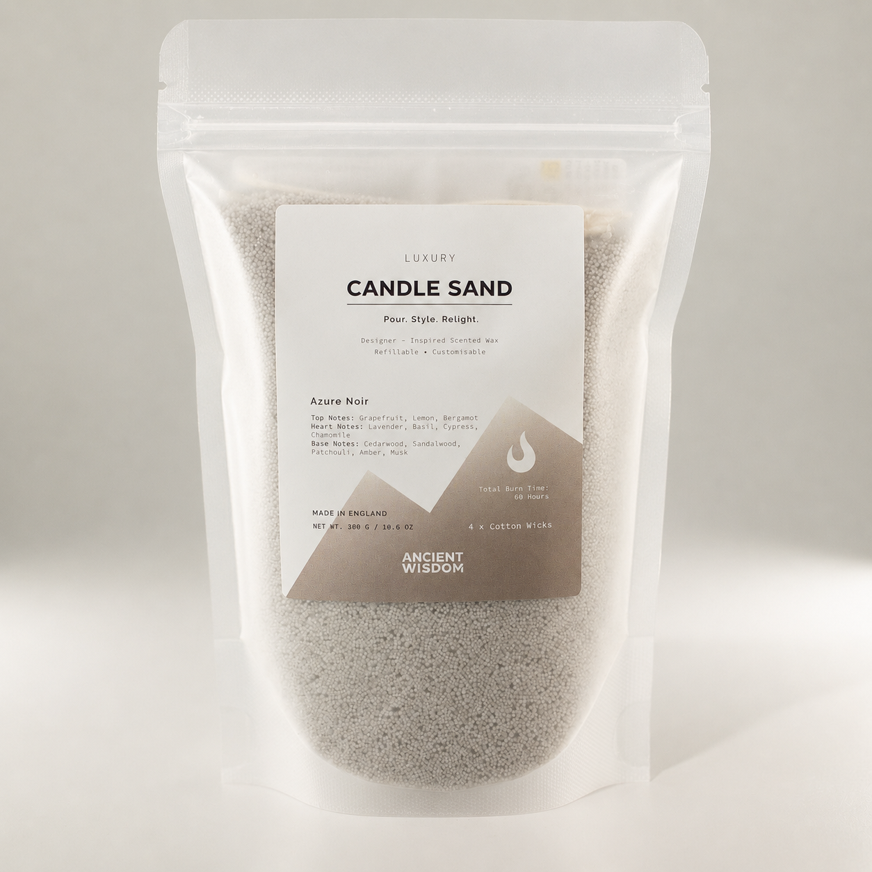 Fragranced Candle Sand - Warm Grey - Azure Noir - 300g