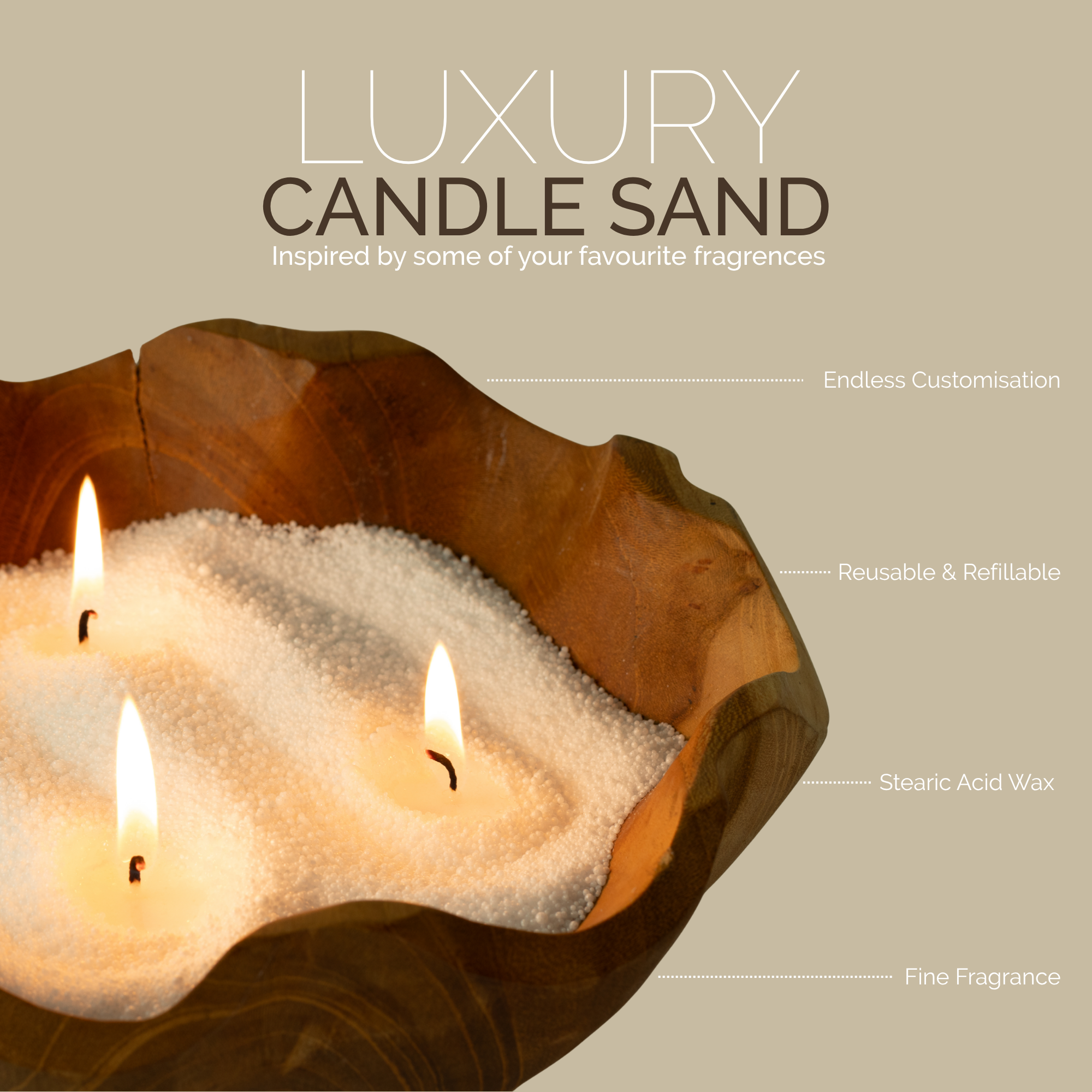 Fragranced Candle Sand - Taupe Orange - Cobalt - 300g