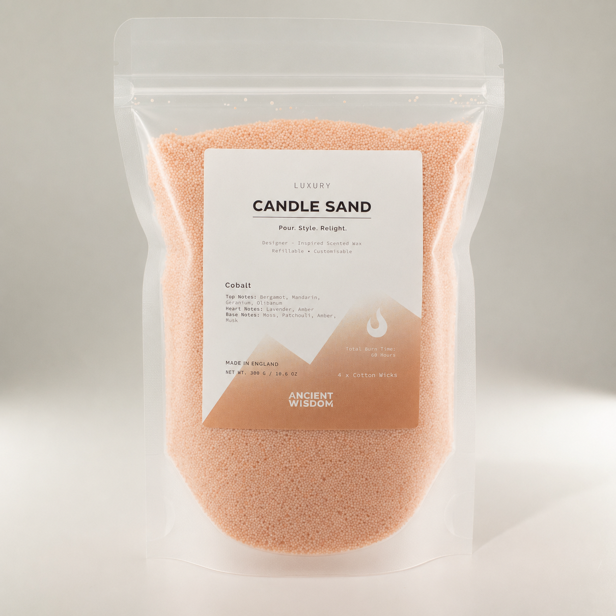 Fragranced Candle Sand - Taupe Orange - Cobalt - 300g
