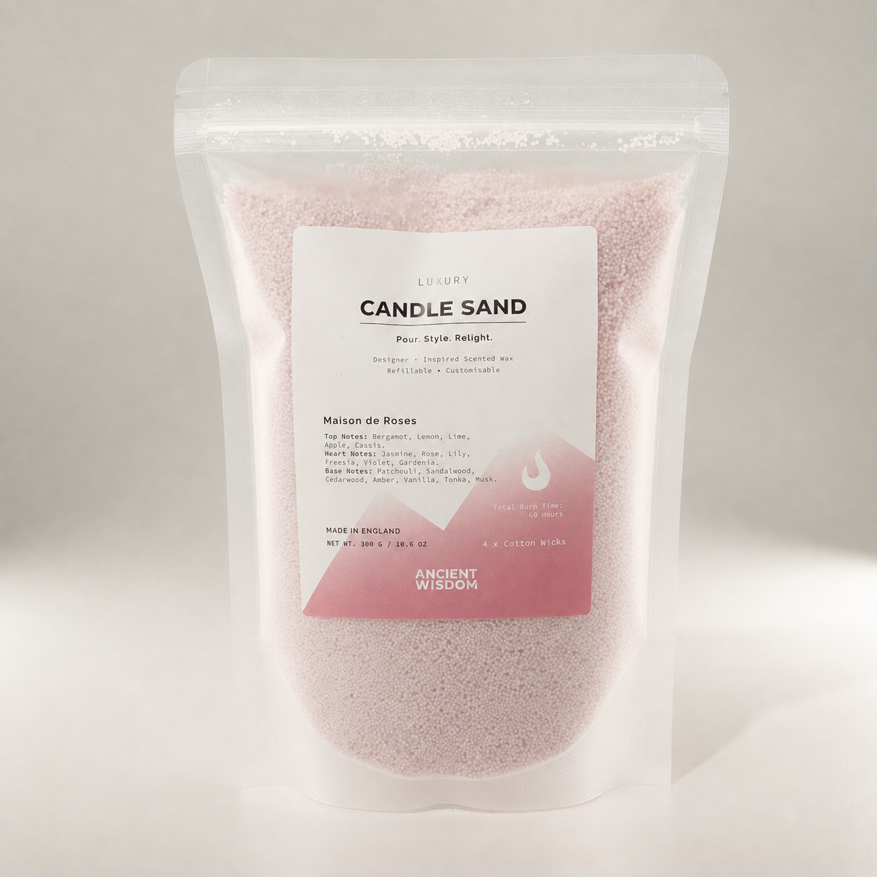 Fragranced Candle Sand - Dusty Rose - Maison de Roses - 300g