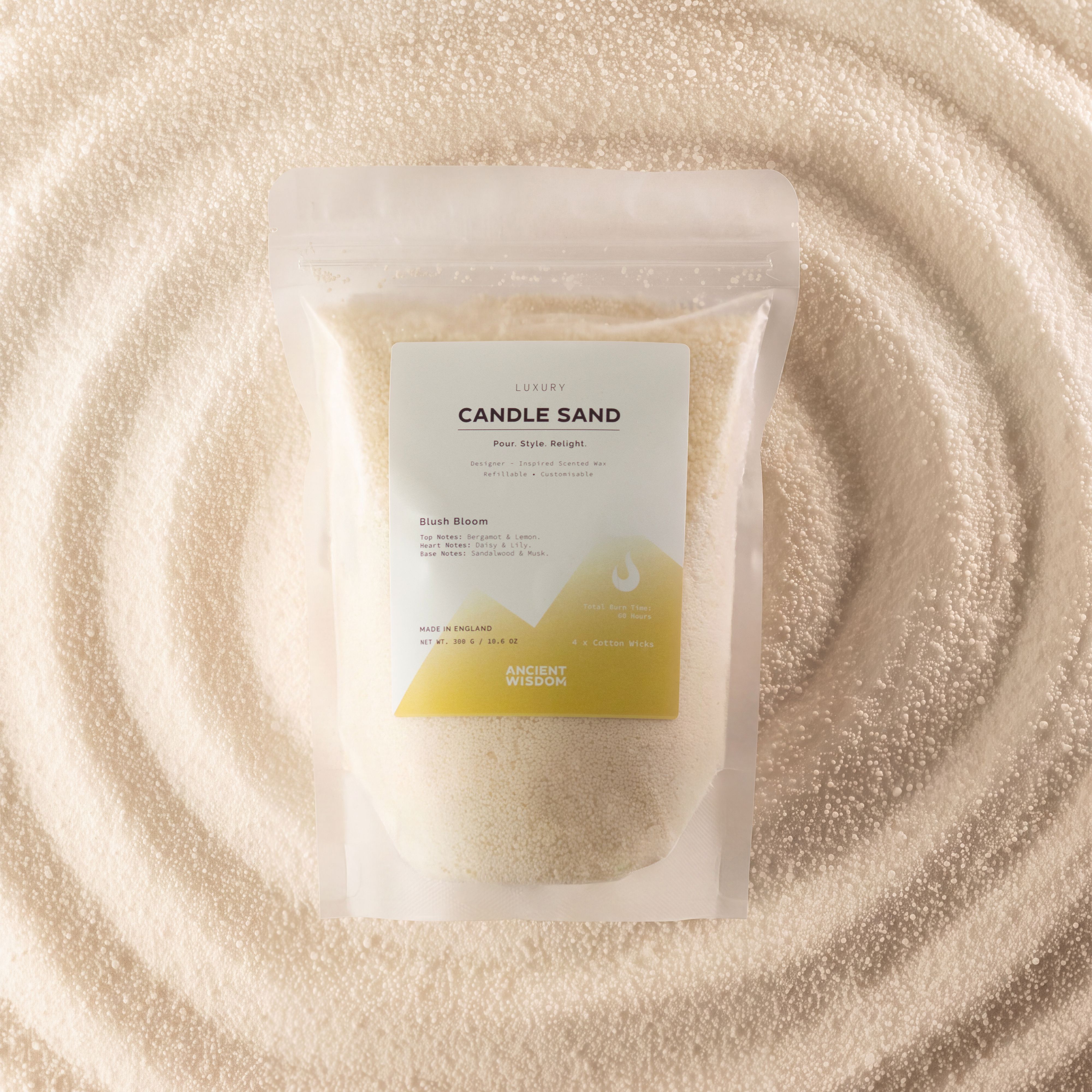 Fragranced Candle Sand - Warm Honey - Blush Bloom - 300g