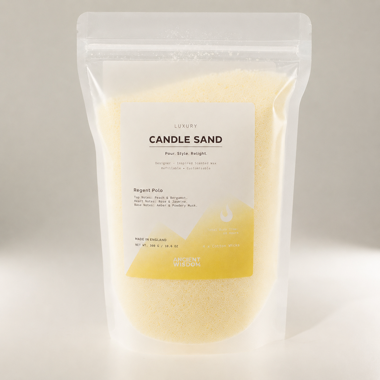 Fragranced Candle Sand - Cream - Regent Polo - 300g