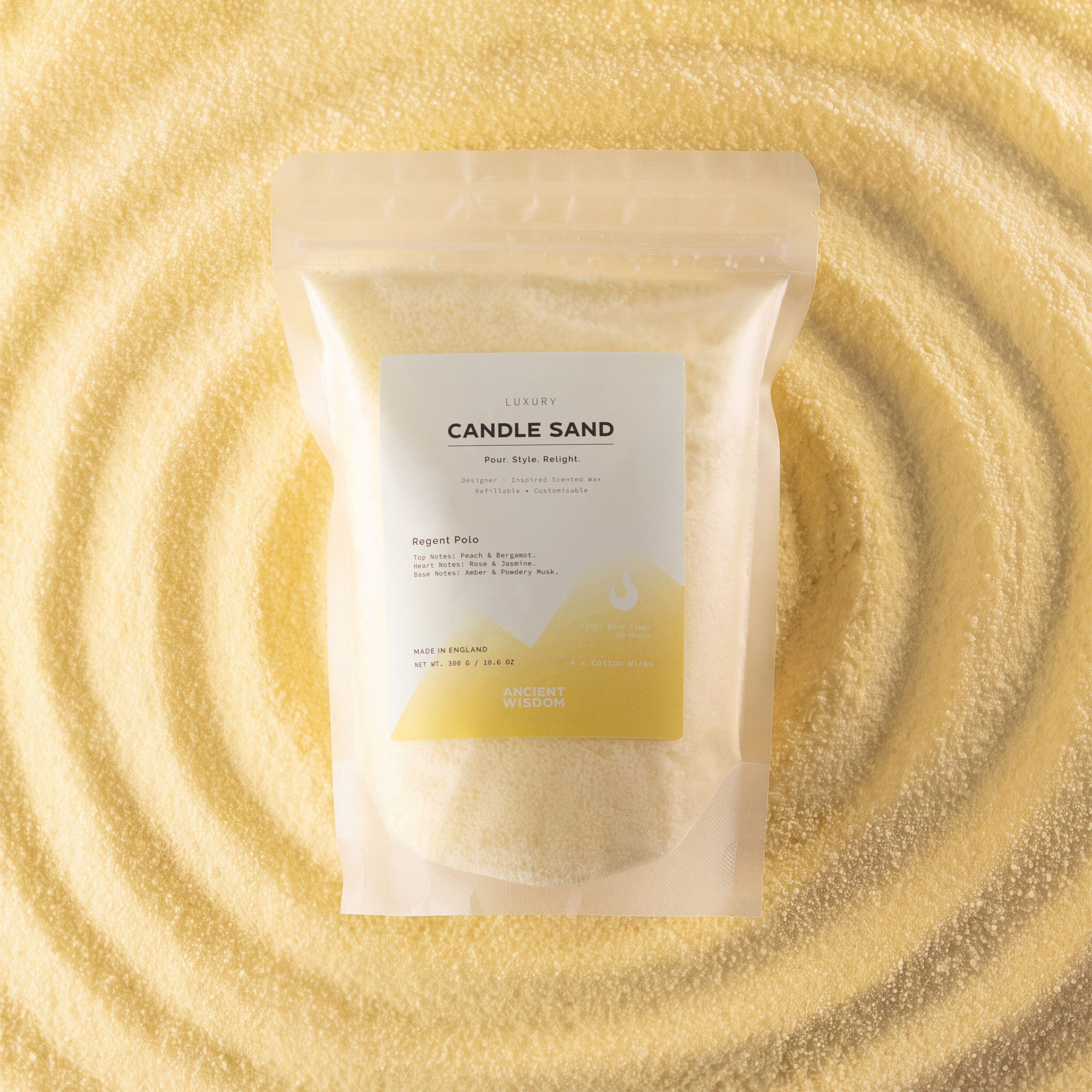 Fragranced Candle Sand - Cream - Regent Polo - 300g