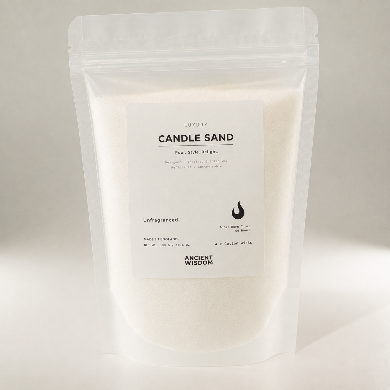 Unfragranced Candle Sand - White - 300g