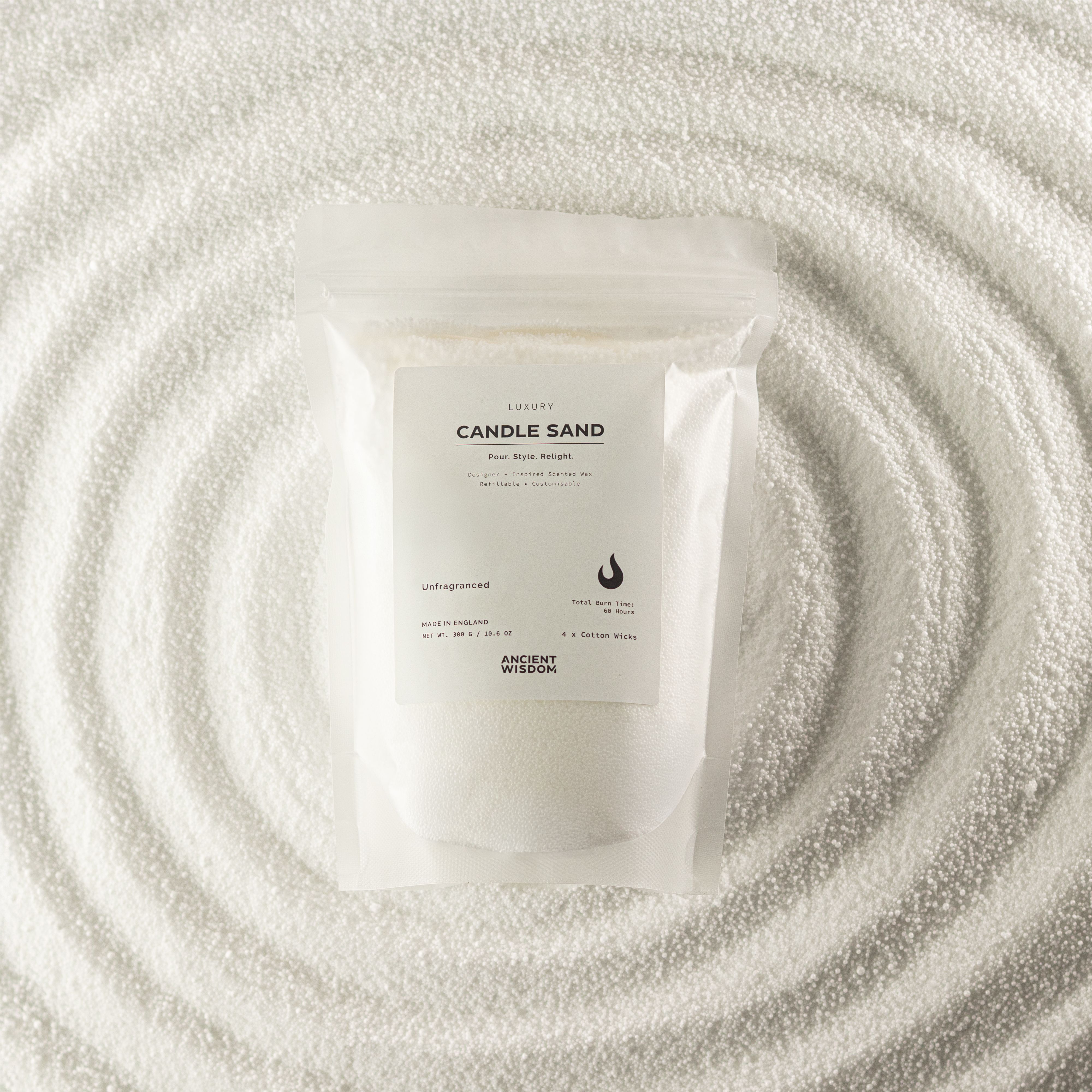 Unfragranced Candle Sand - White - 300g