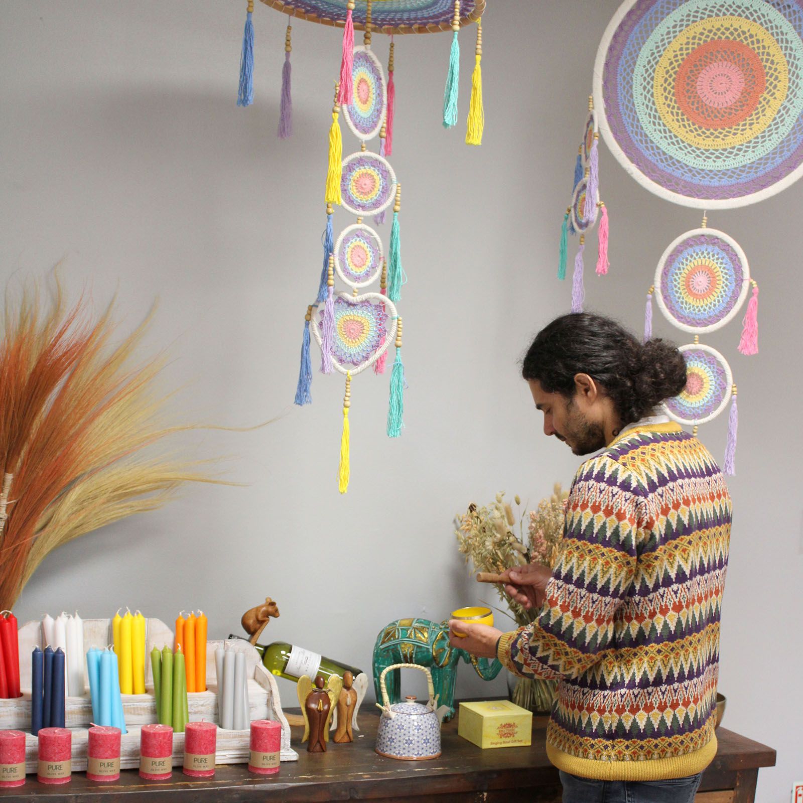 Large Dreamcatcher (55cm) - Pastel Rainbow