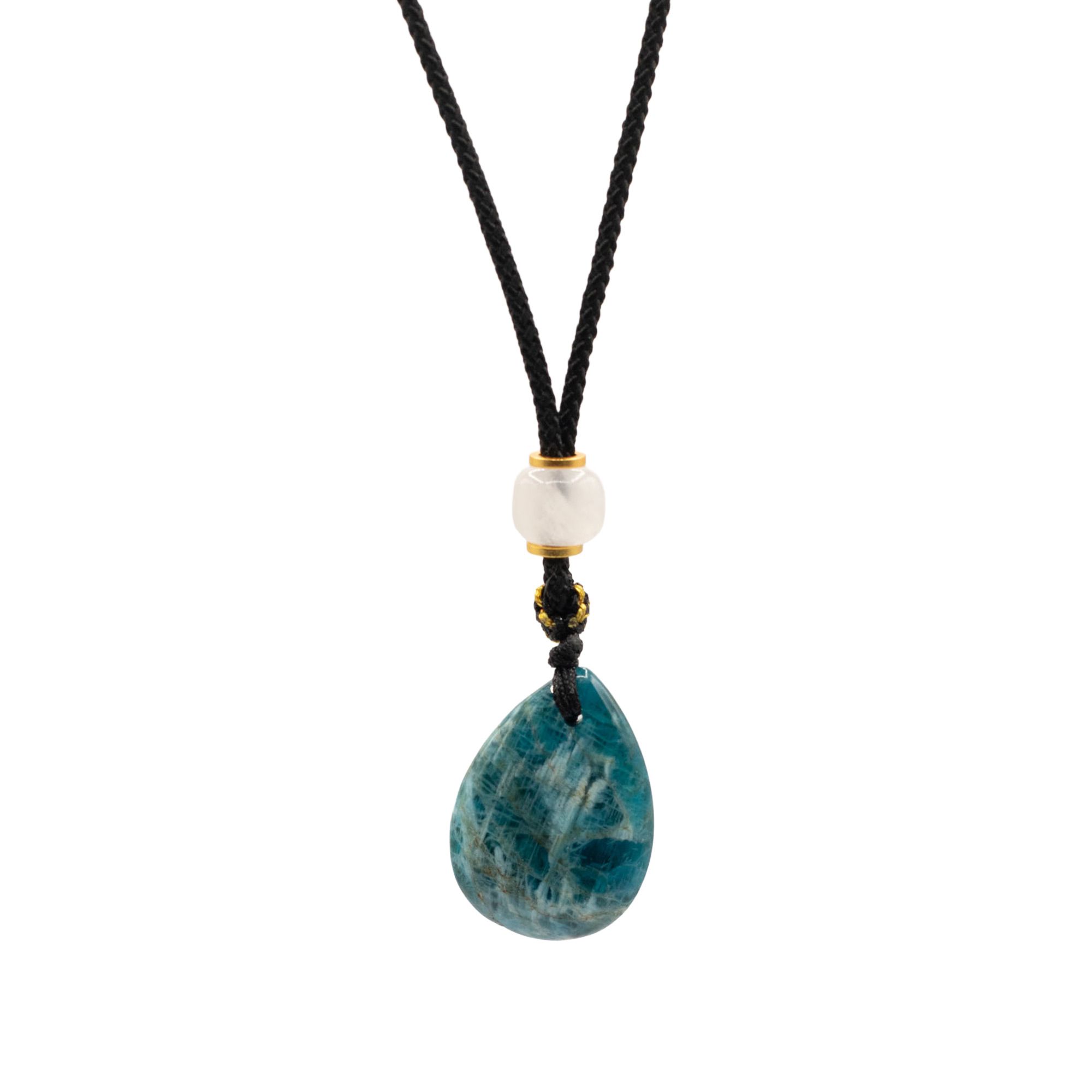 Cord Necklace Gemstone Pendant - Howlite Teardrop