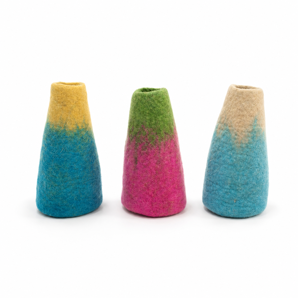Felt Flower Vases – Set of 3 Assorted Designs