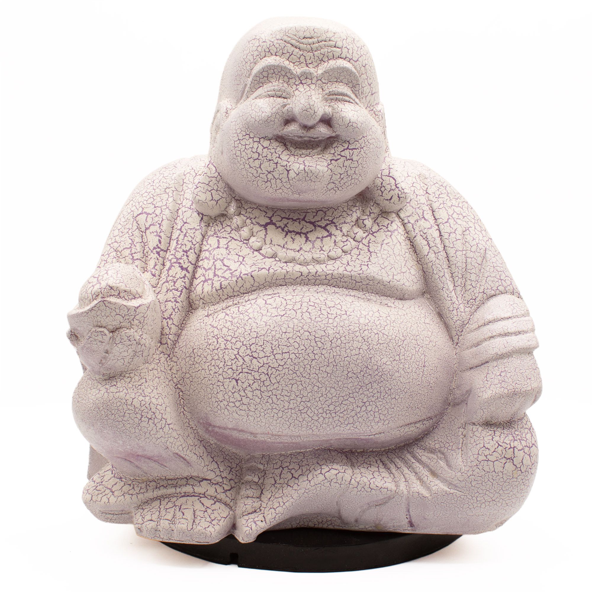 Laughing Buddha Lamp Lavender Crackle - Round Stand