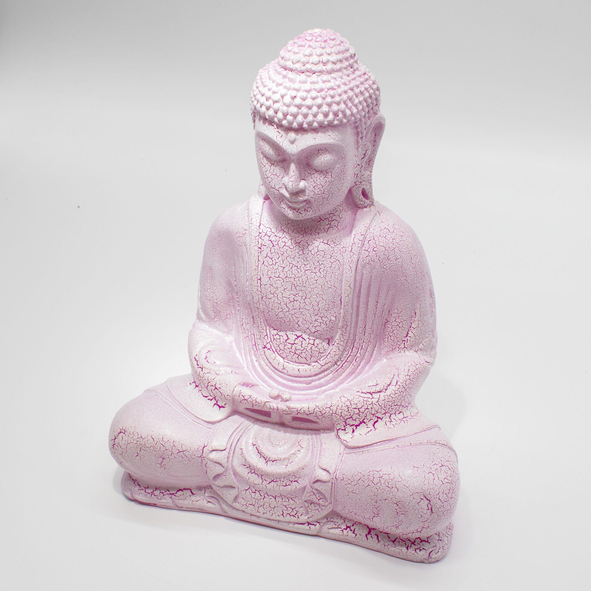 Meditation Buddha Lamp Cherry Crackle - Oval Stand