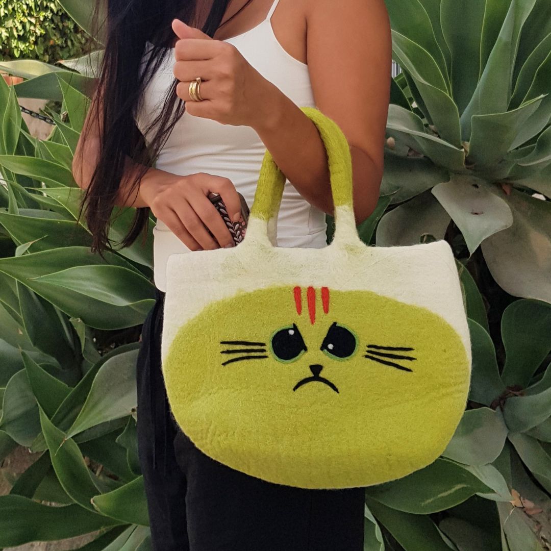 Large Grumpy Cat Felted Bag