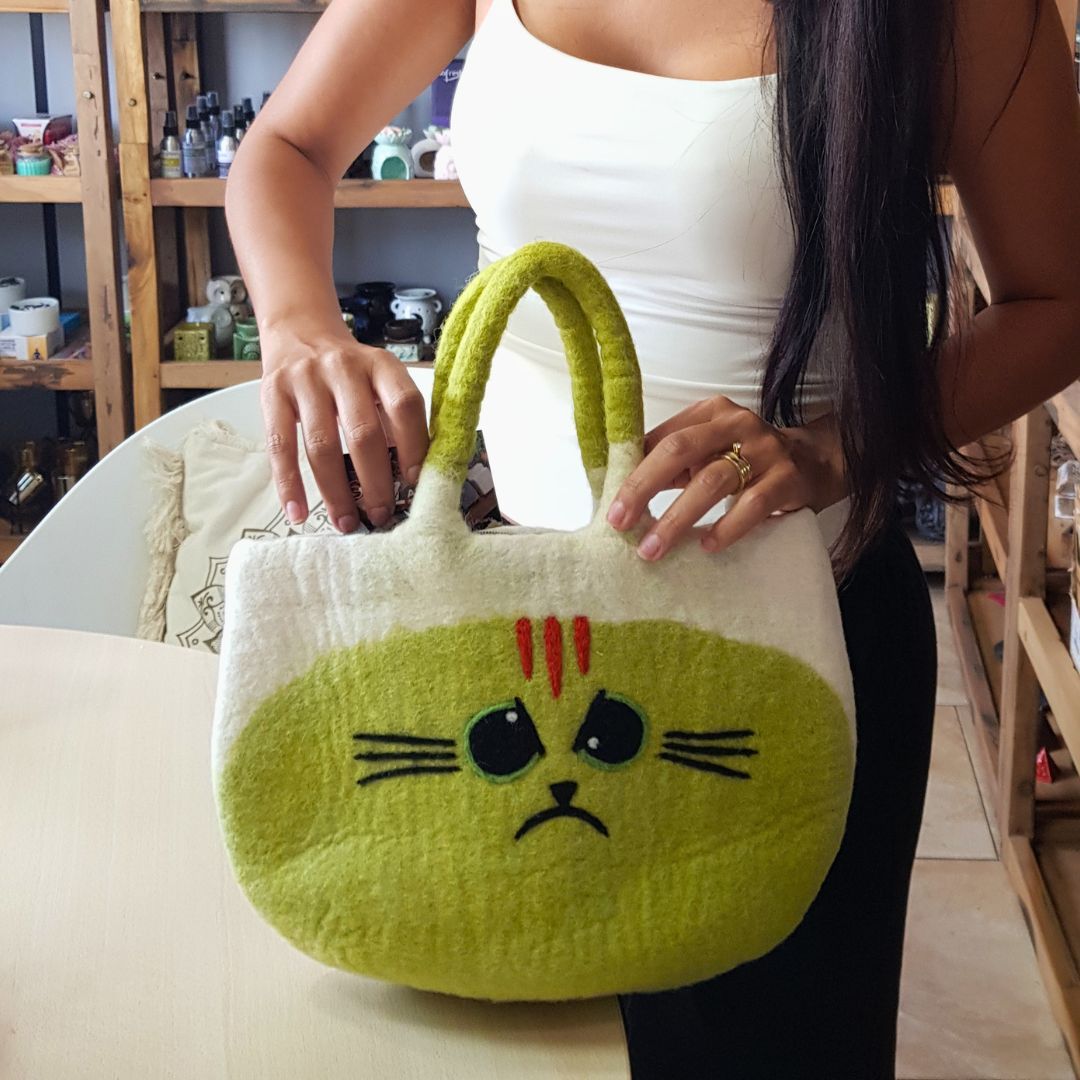 Large Grumpy Cat Felted Bag