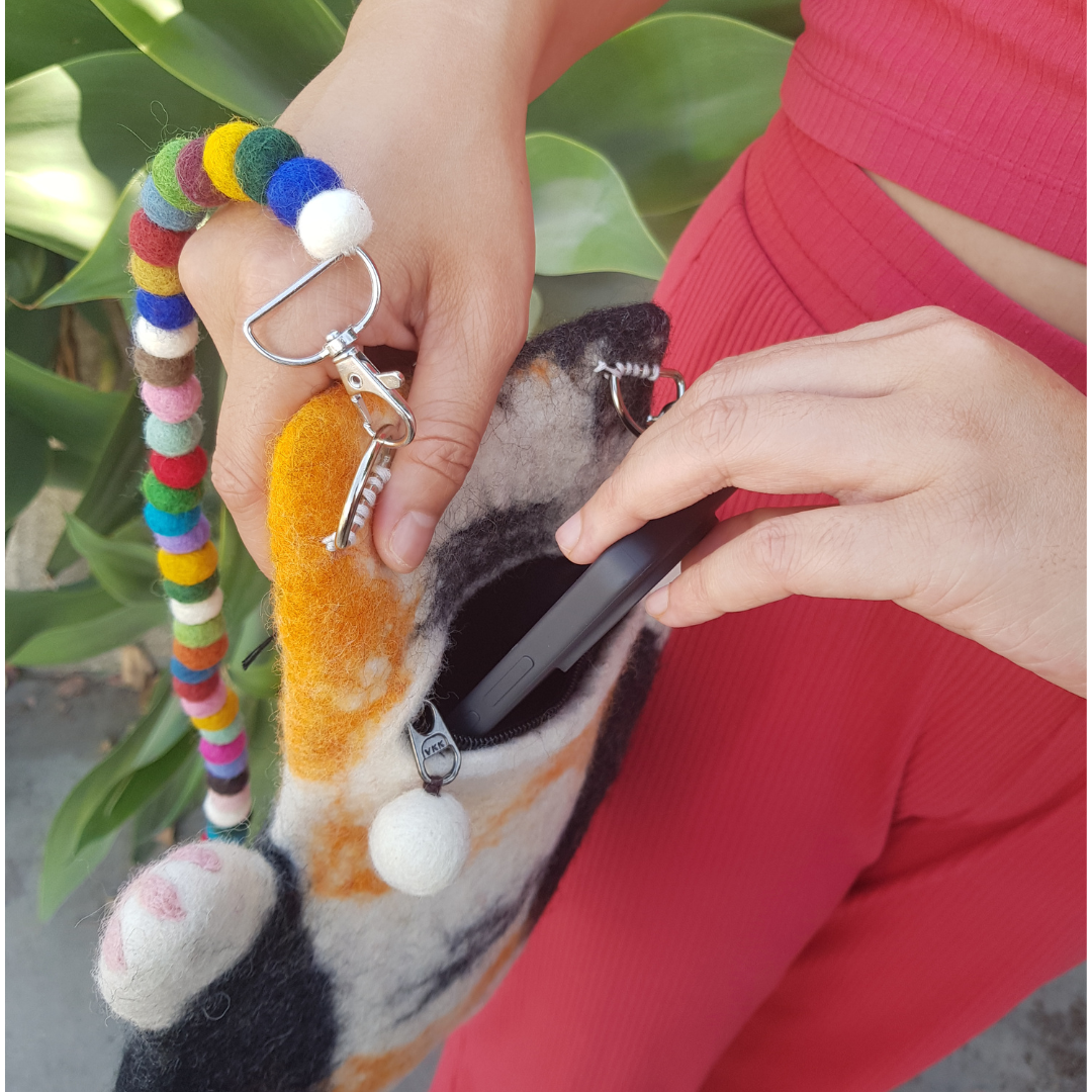 Whitney the Flat Cat Felted Bag