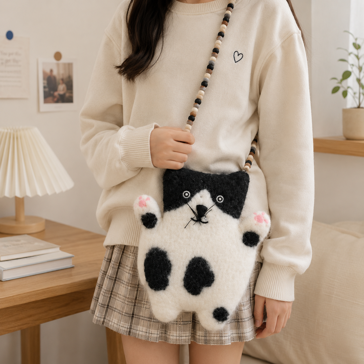 Stacy the Flat Cat Felted Bag