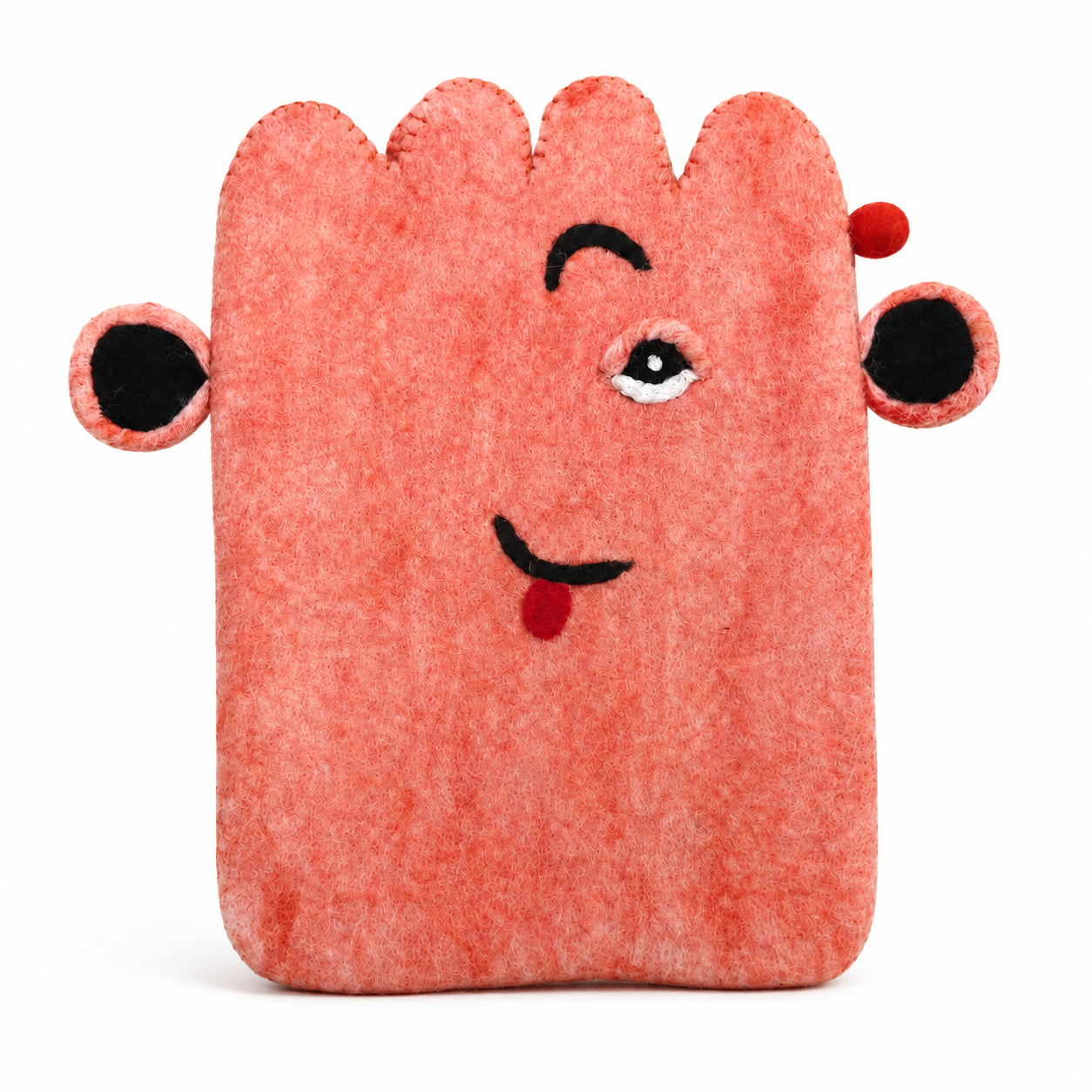 Felt Laptop Pouch (up to 14")  - Pink Cute Face