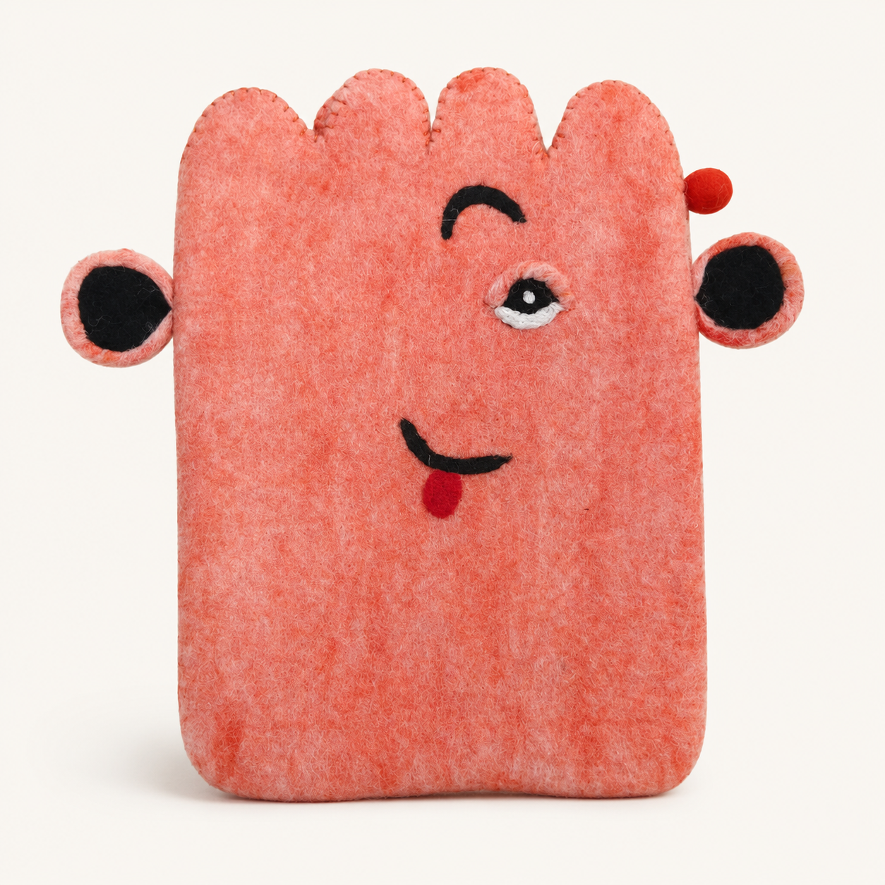 Felt Laptop Pouch (up to 14")  - Pink Cute Face