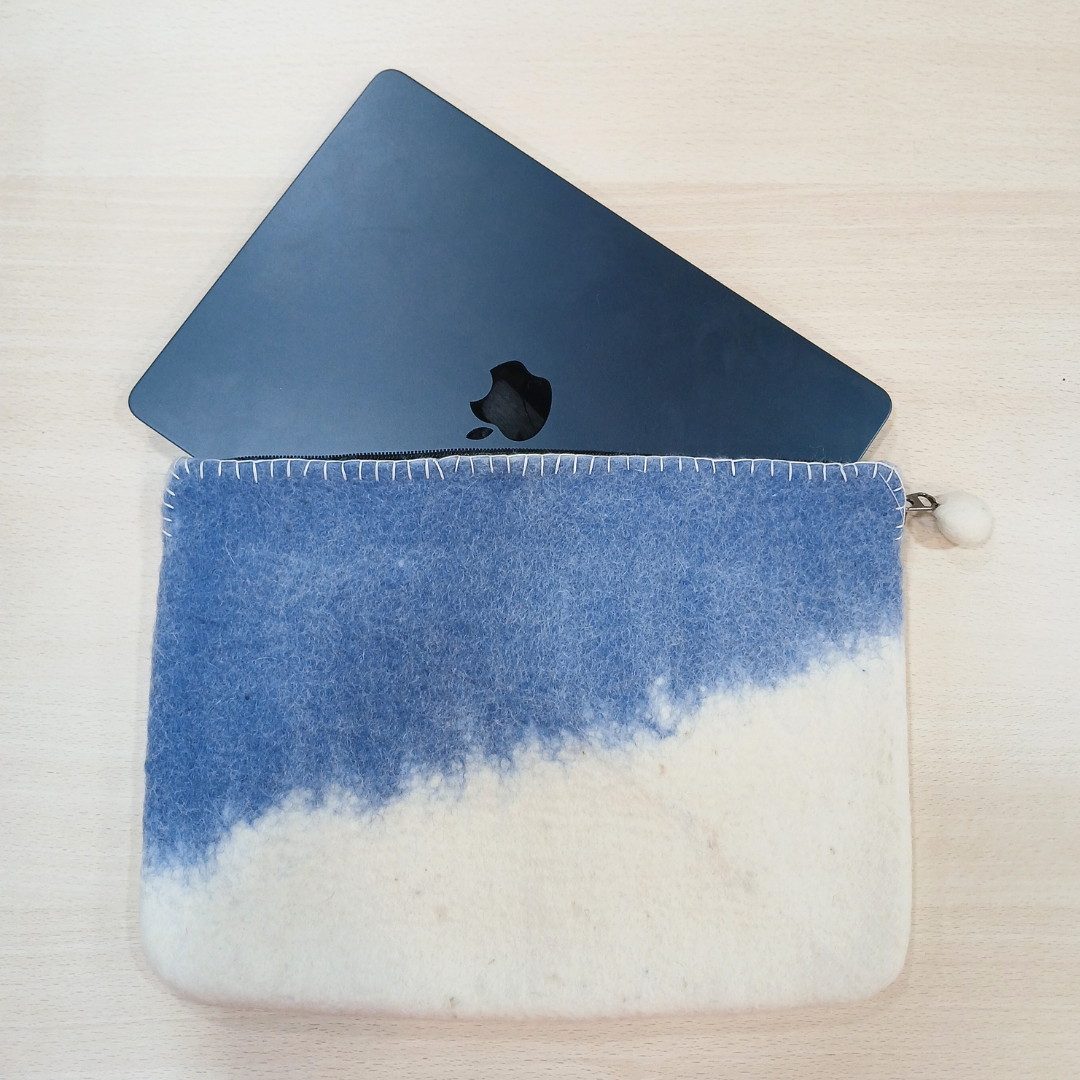 Felt Laptop Pouch (up to 14")  - Blue Horizon