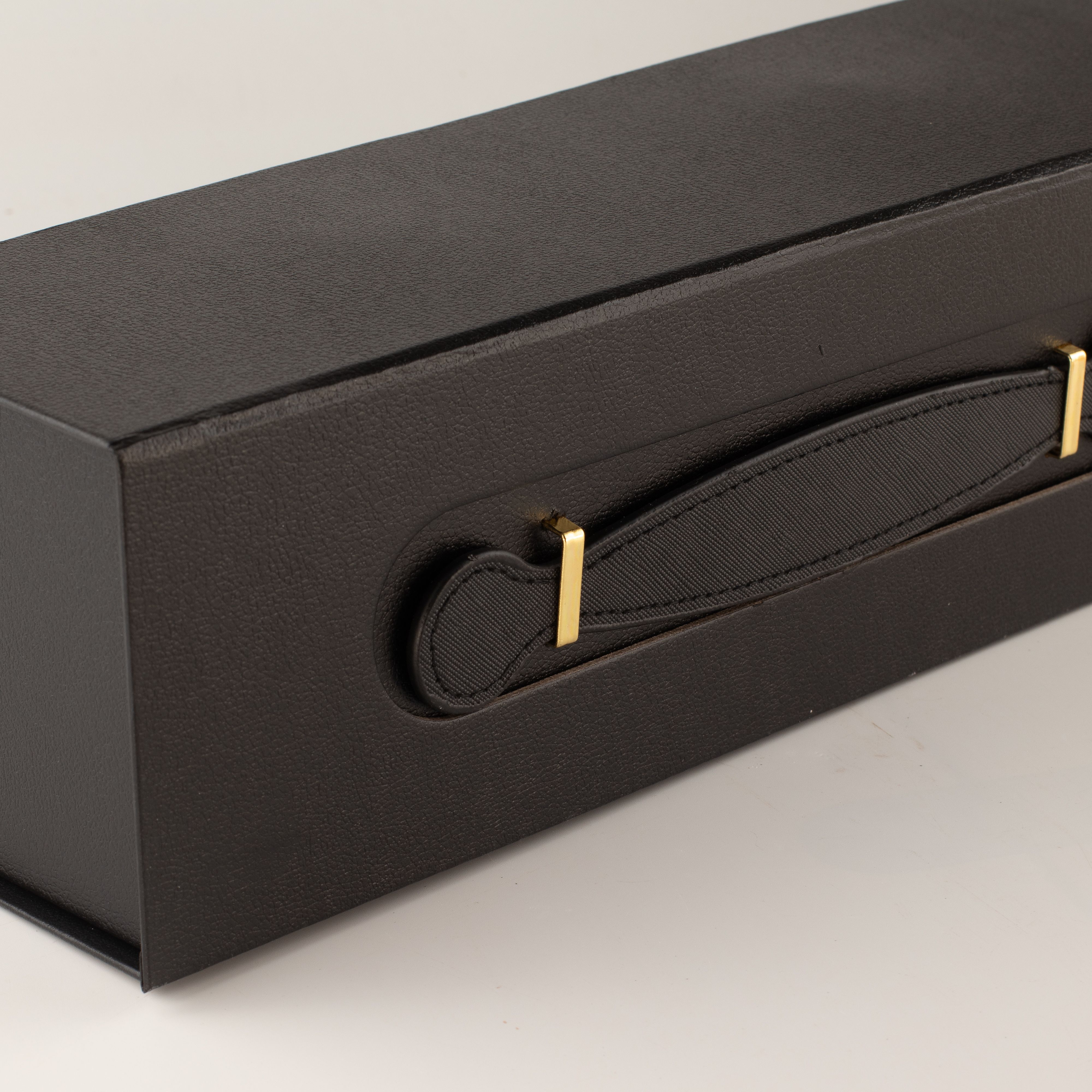 Flat Pack Gift Box - Wine Box Shape  (33.5x10x10.5cm) - Black