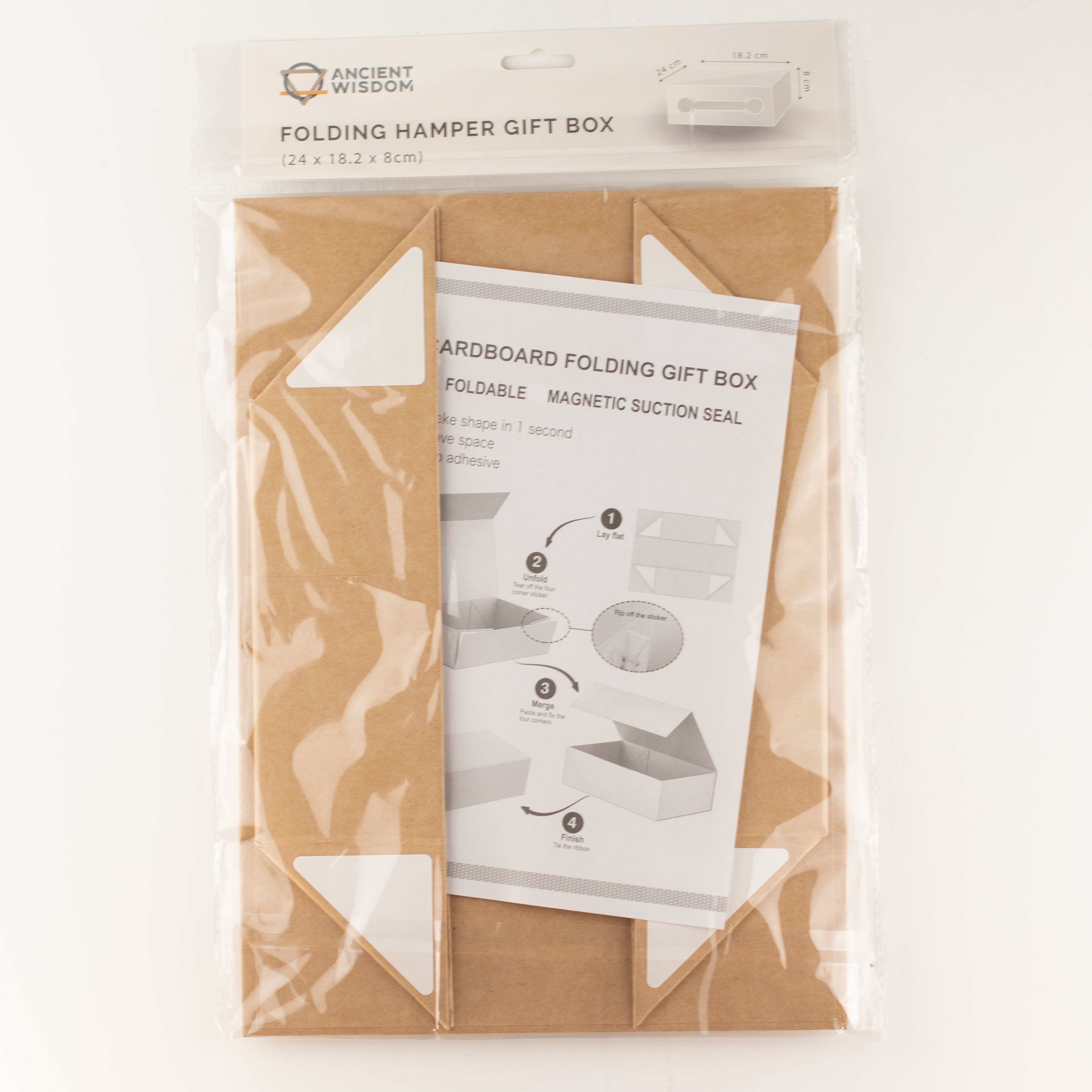 Flat Pack Gift Box - Med Hamper  (24x18.2x8cm) - Brown Craft