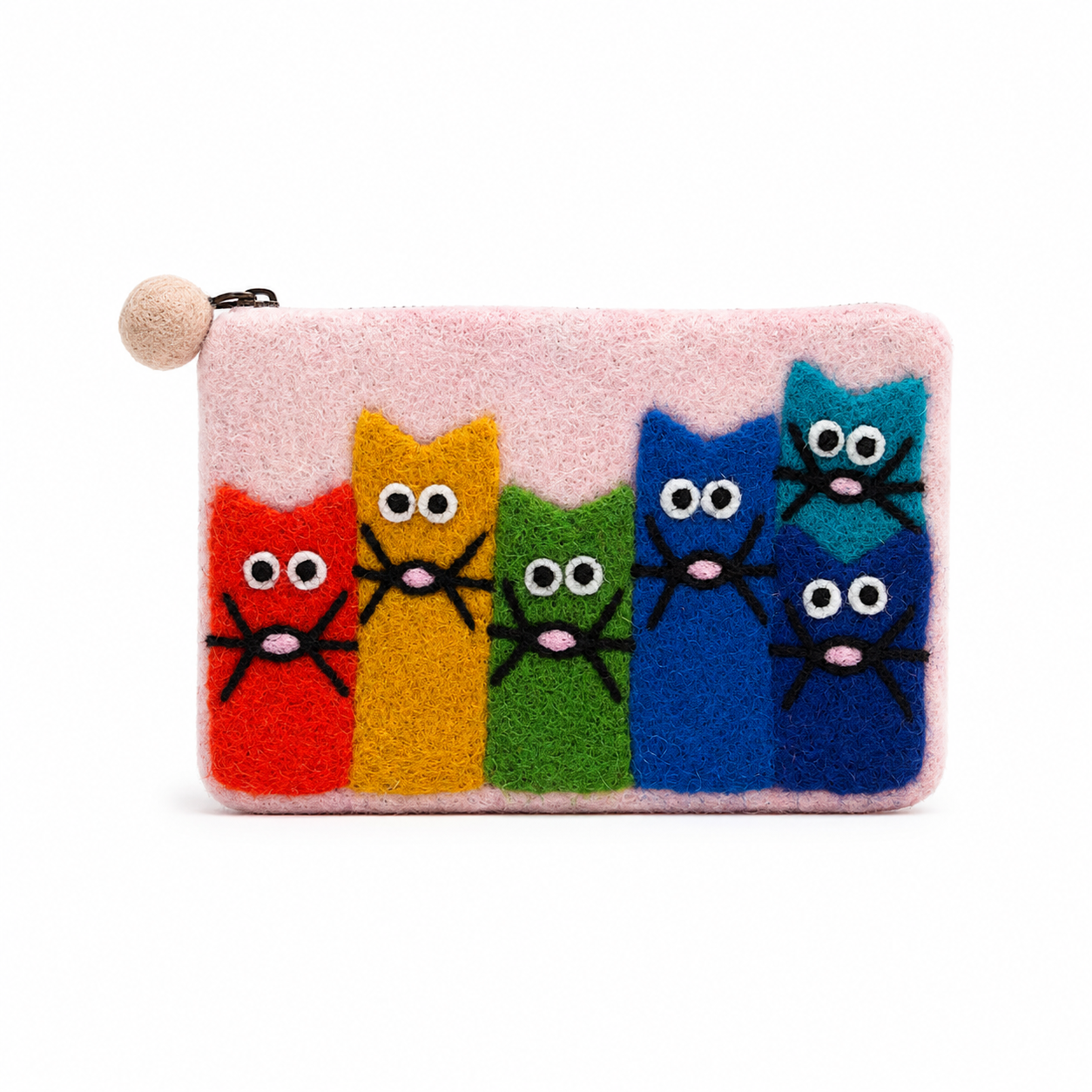 Natural Felt Zipper Pouches - Curious Cat Group