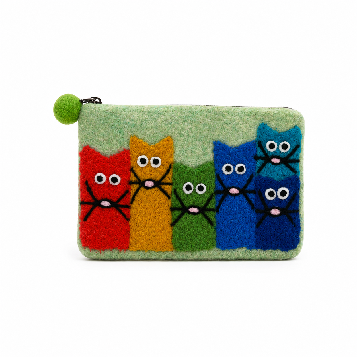 Natural Felt Zipper Pouches - Curious Cat Group