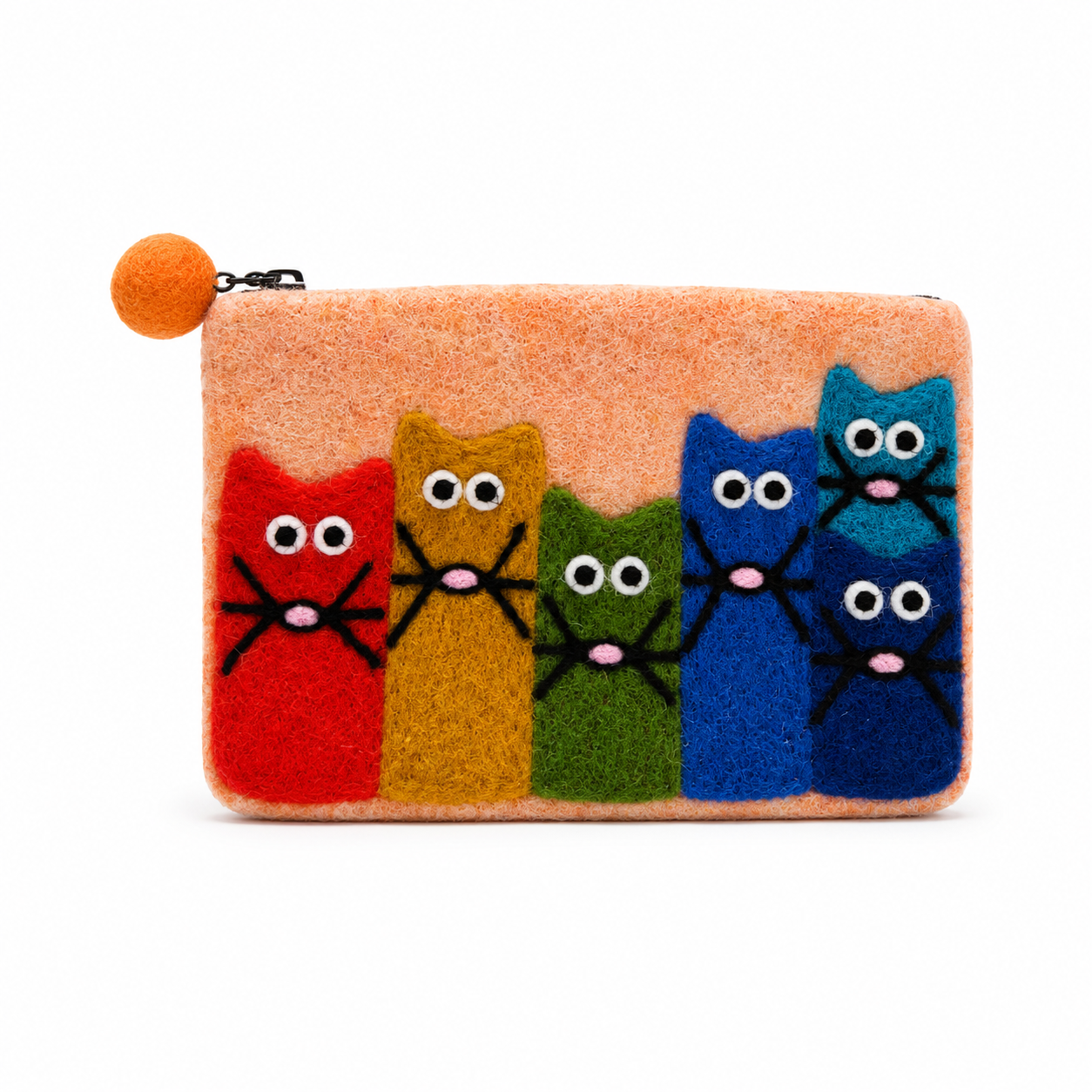 Natural Felt Zipper Pouches - Curious Cat Group