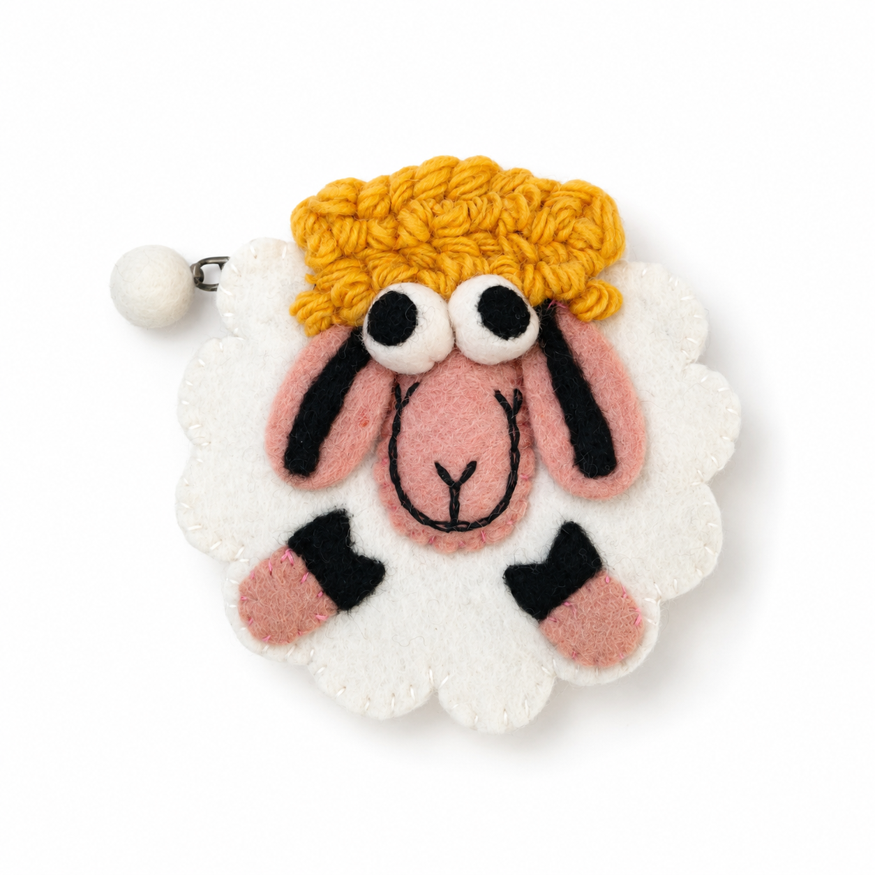 Fresh Colours Happy Sheep Felt Zipper Pouch (3 asst)