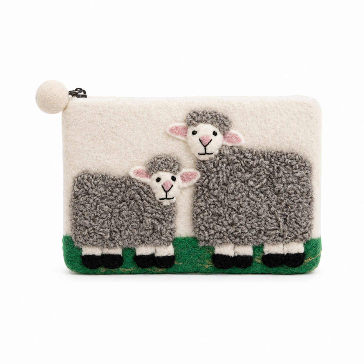 Countryside Classic Sheep Felt Zipper Pouch (3 asst)