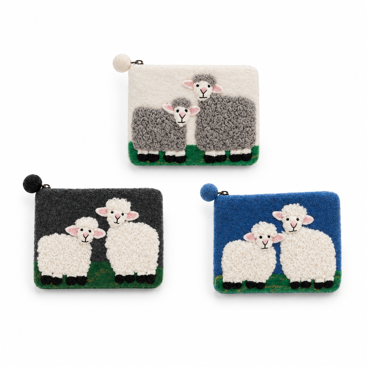 Countryside Classic Sheep Felt Zipper Pouch (3 asst)