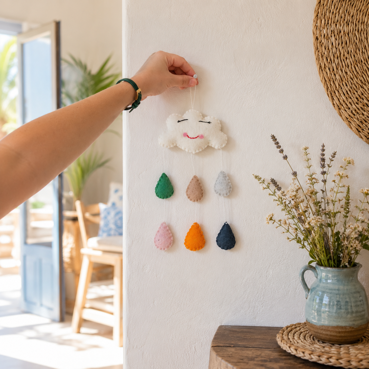 Handmade Felt Mobile - Mini Happy Clouds