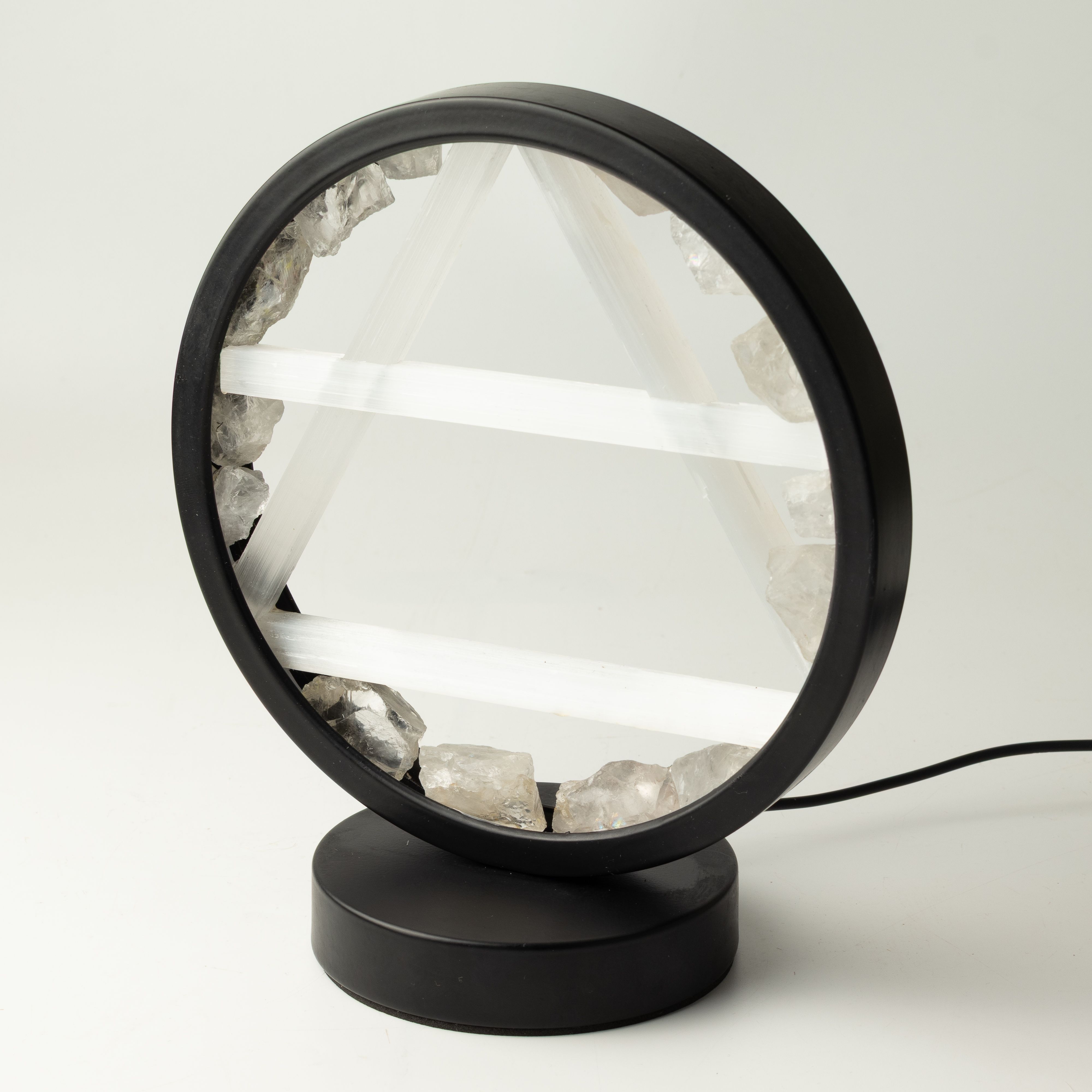 Gemstone Halo Lamp - Air - Clear Quartz & Selenite
