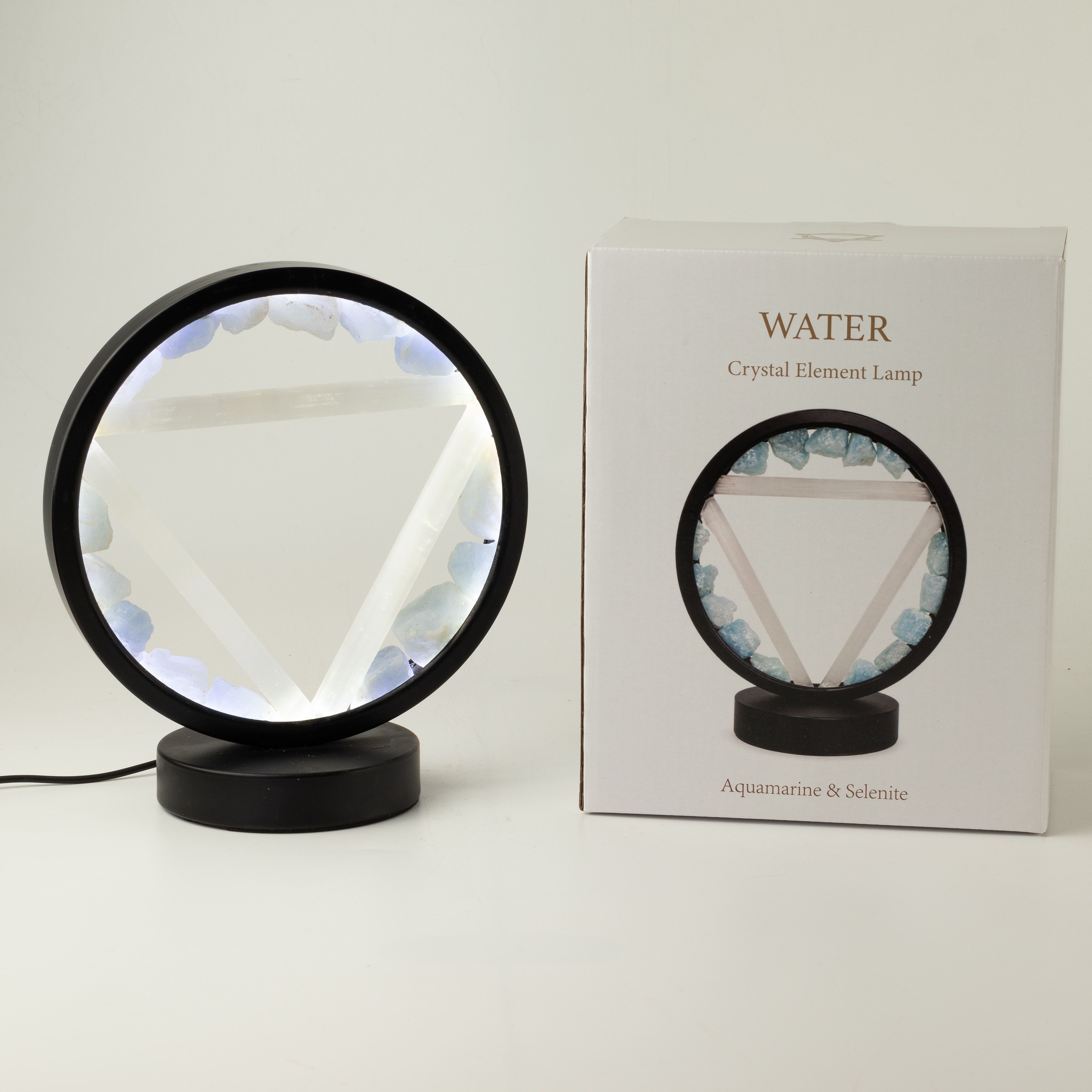 Gemstone Halo Lamp - Water - Aquamarine & Selenite