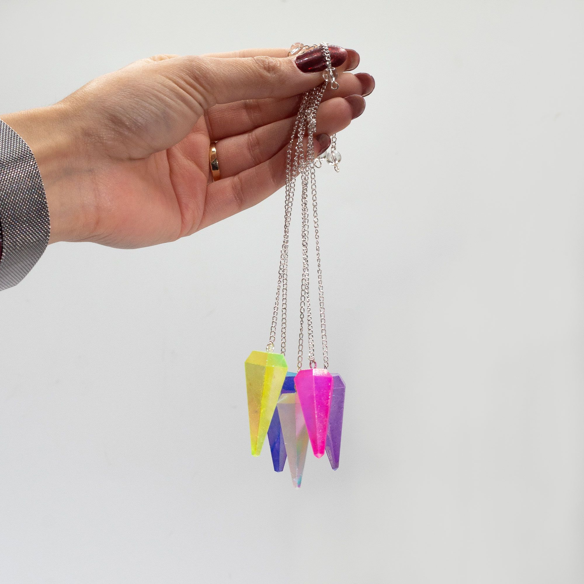 Six Sided Pendulum - Aurora Crysta Angel White - 4cm